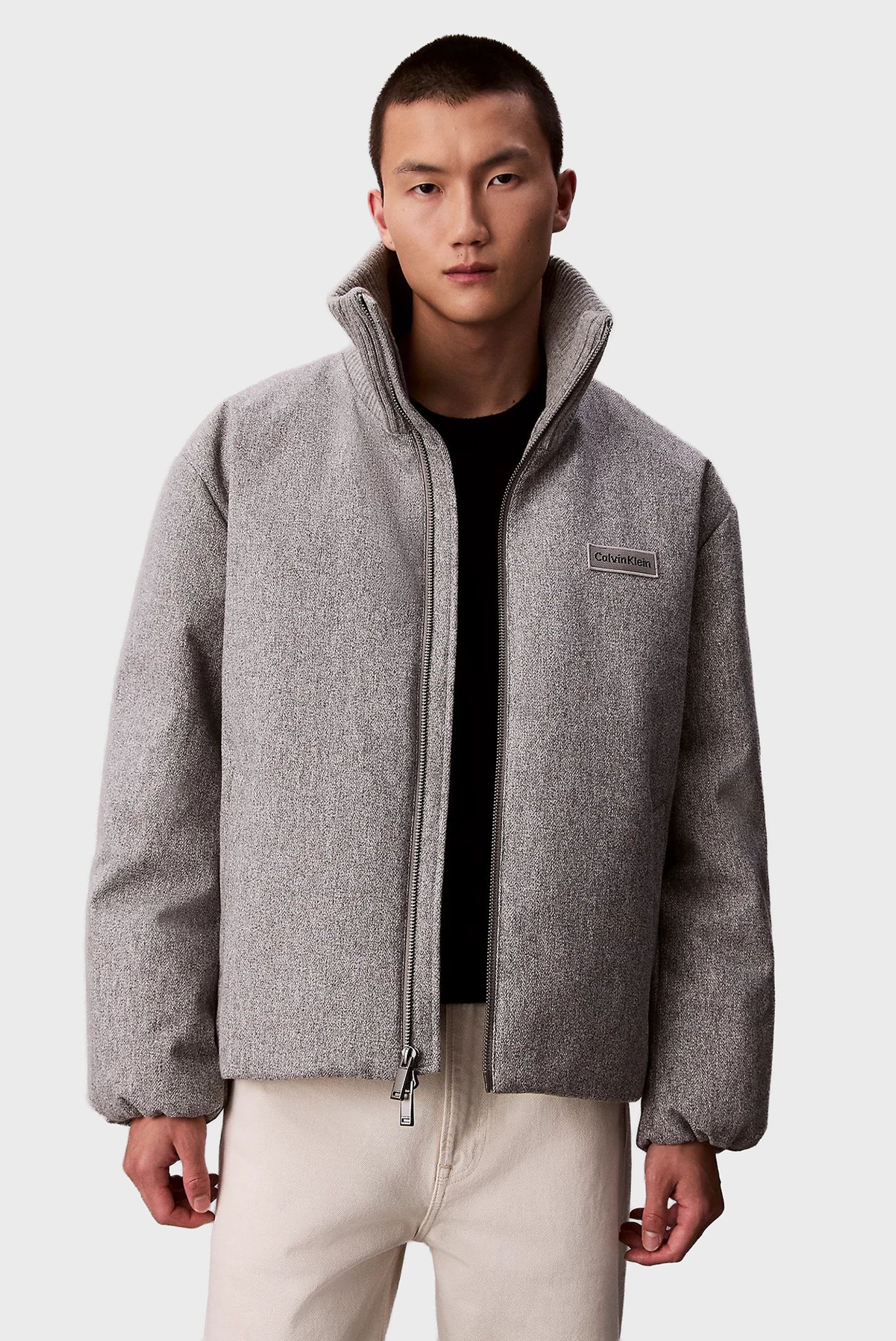 Куртка зимняя LS MELANGE RIB NECK WOOL PUFFER 1