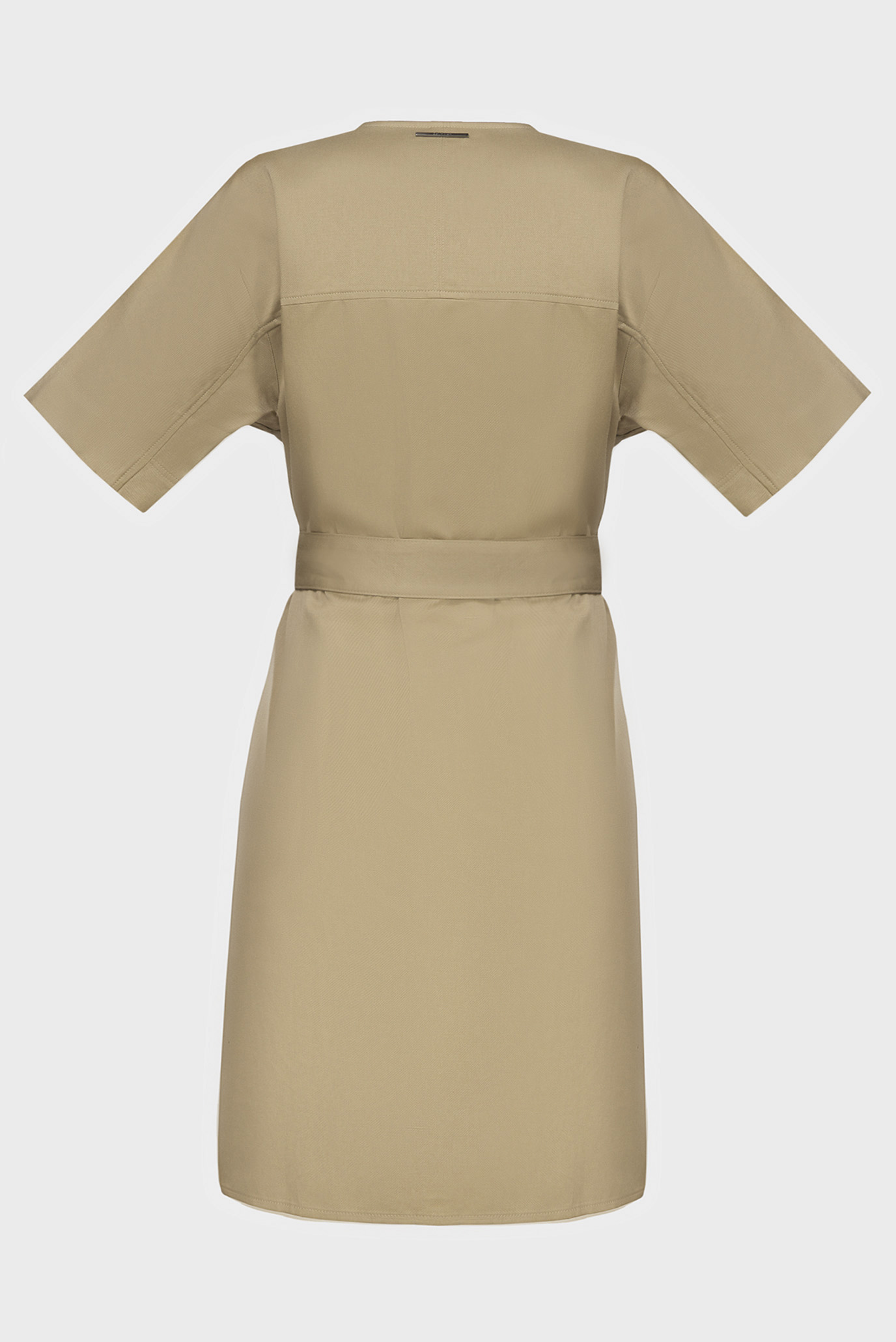 Женское коричневое платье COTTON LINEN BELTED SHIFT DRESS 6