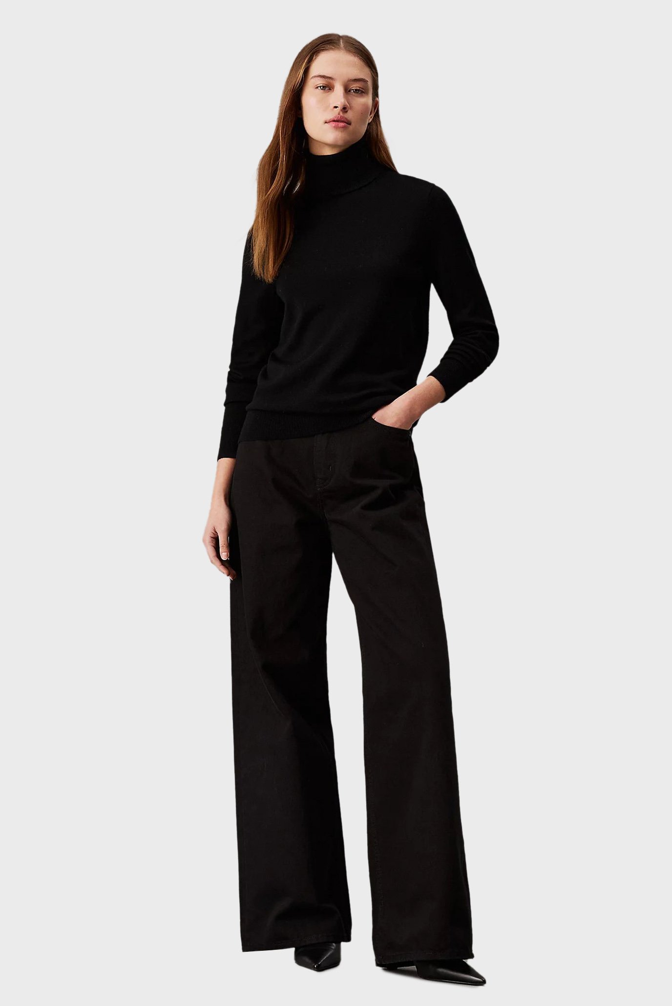 Женский черный шерстяной гольф MERINO WOOL ROLL-NECK SWEATER 2