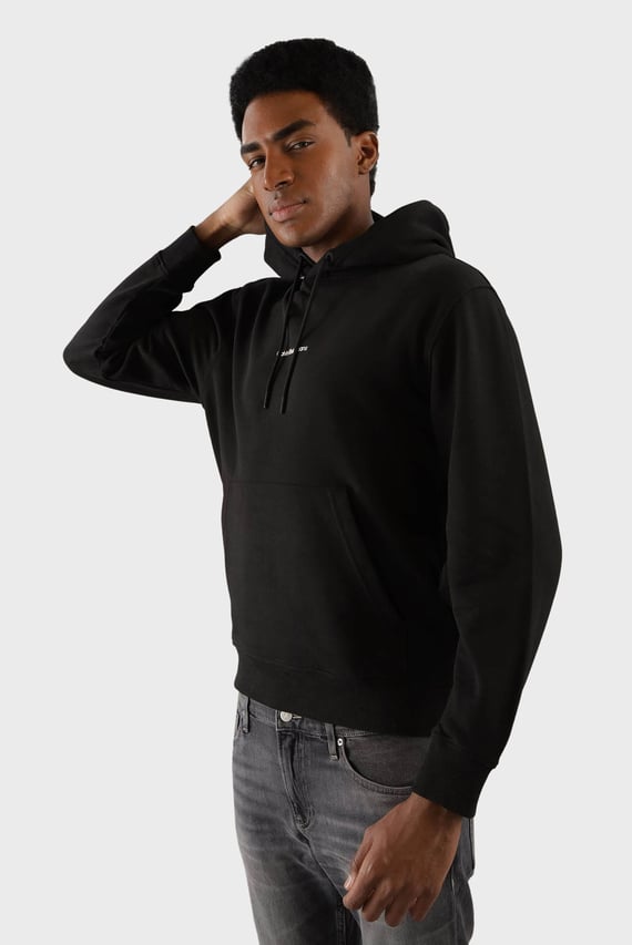 Мужское черное худи GRID MONOGRAM HOODIE