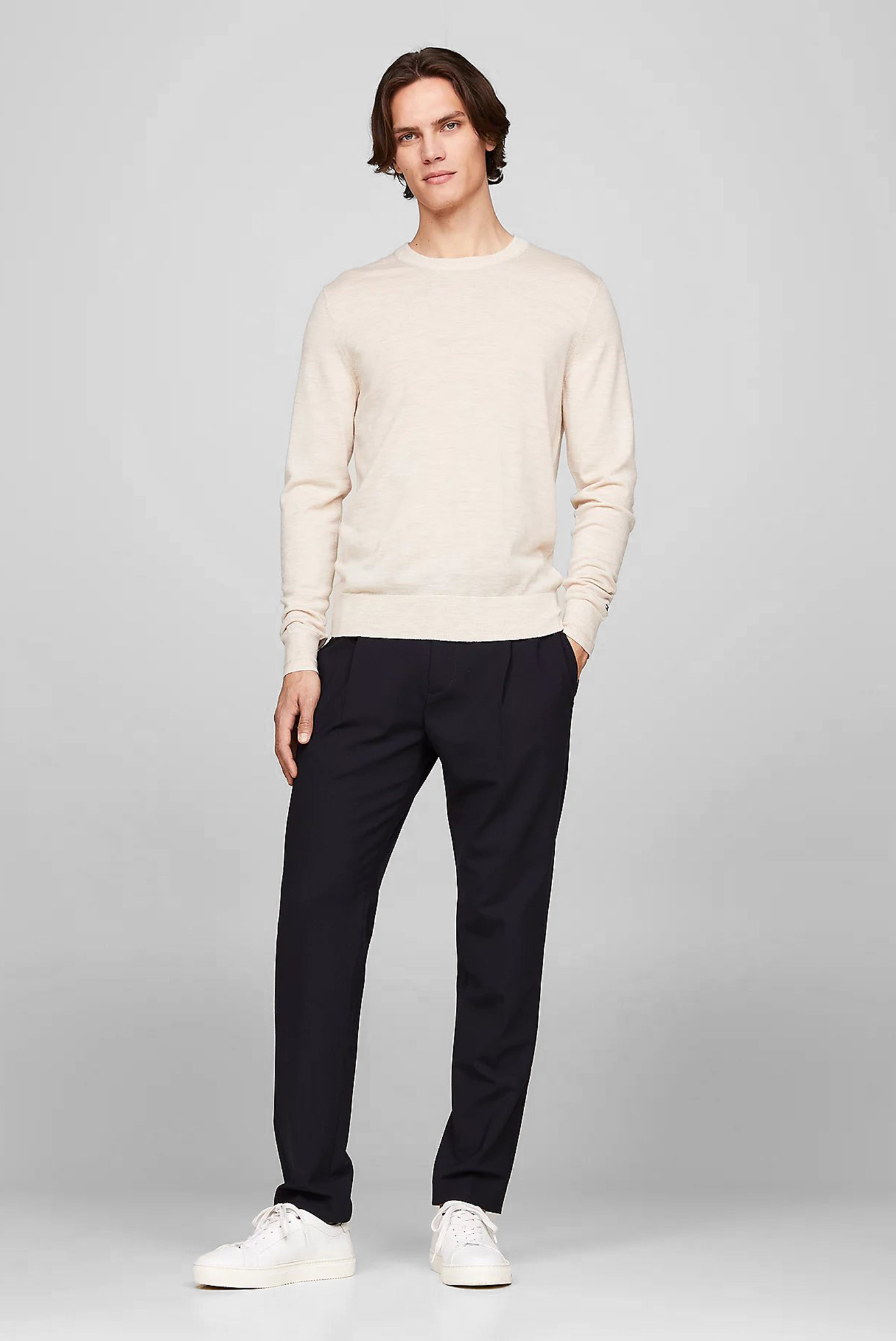 Мужской бежевый шерстяной джемпер DC FINE GAUGE MERINO CREW NK 2