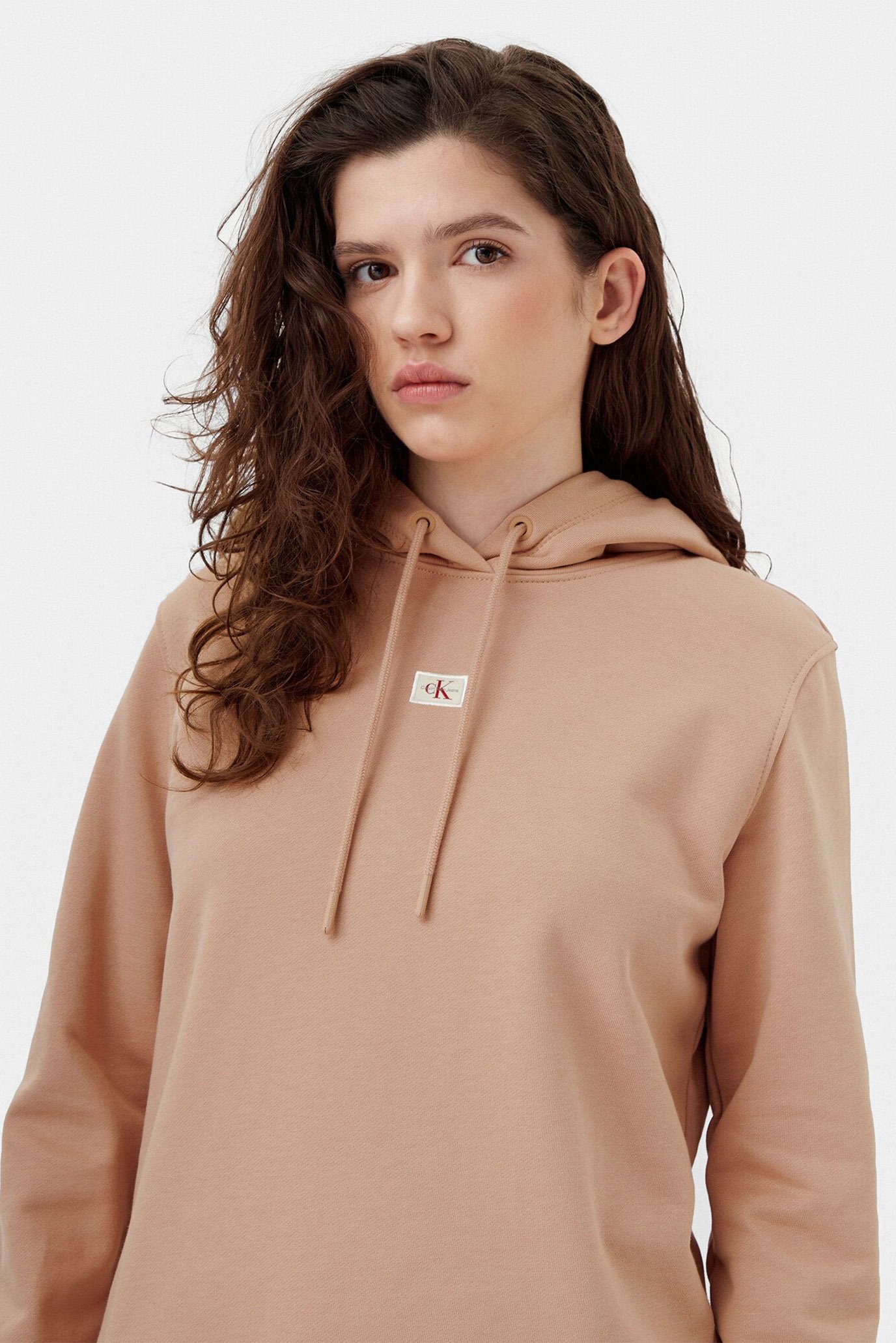 Женское персиковое худи WOVEN LABEL REGULAR HOODIECalvin Klein Jeans Женское персиковое худи WOVEN LABEL REGULAR HOODIE 4
