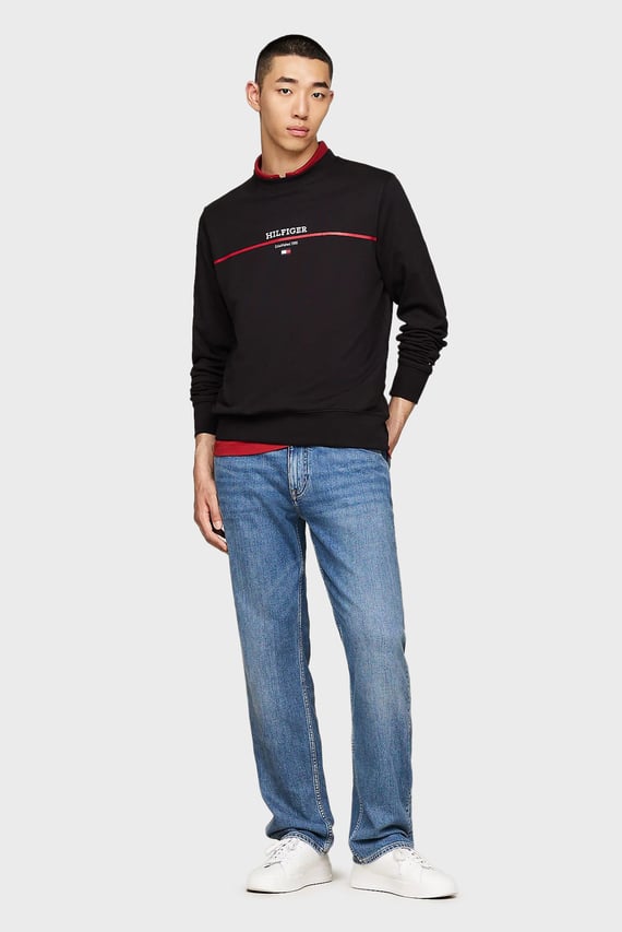 Мужской черный свитшот HILFIGER STRIPE TERRY
