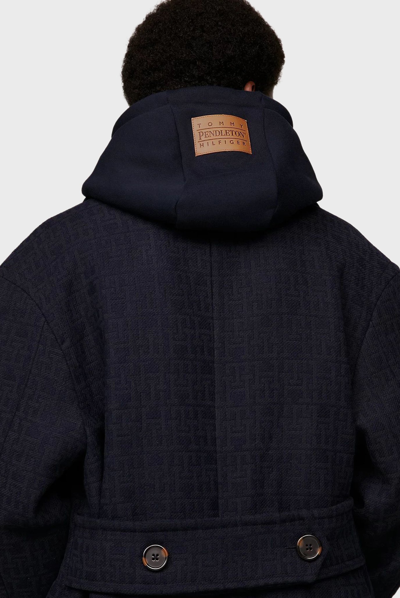 Темно-синее пальто с узором Tommy x Pendleton (унисекс) 4
