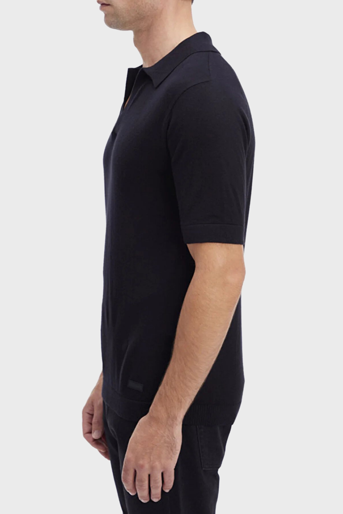 Мужское черное поло COTTON SILK BLEND 3