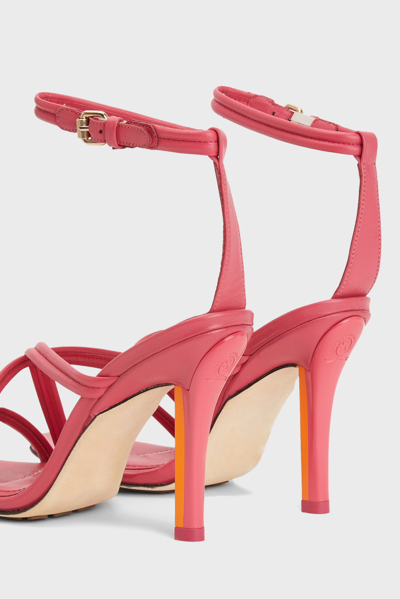 Женские розовые кожаные босоножки THL COLORBLOCK 8