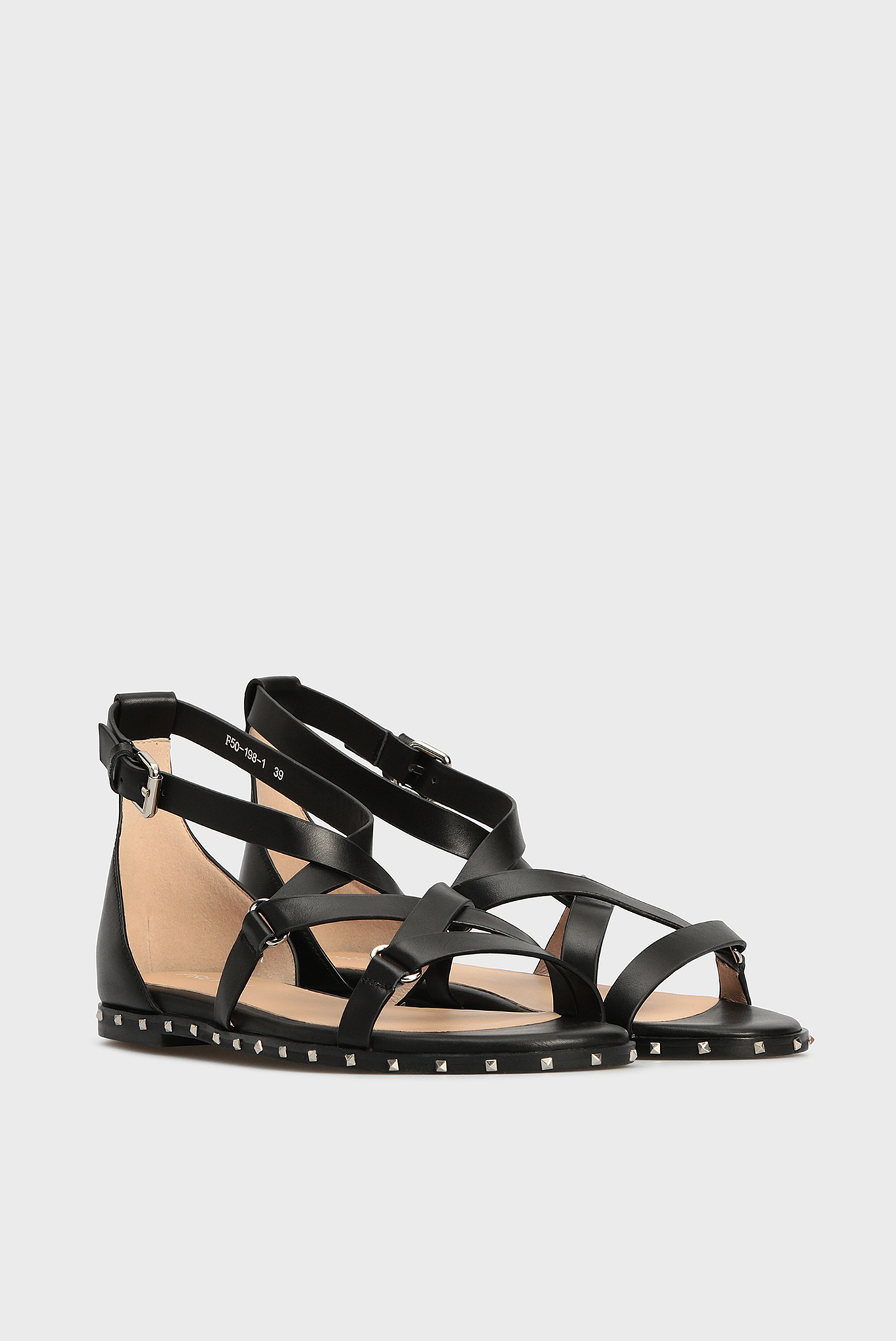 Женские черные кожаные сандалии 3