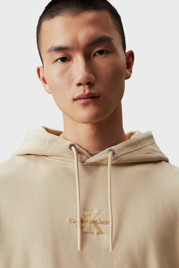 Мужское бежевое худи WASHED MONOLOGO HOODIE