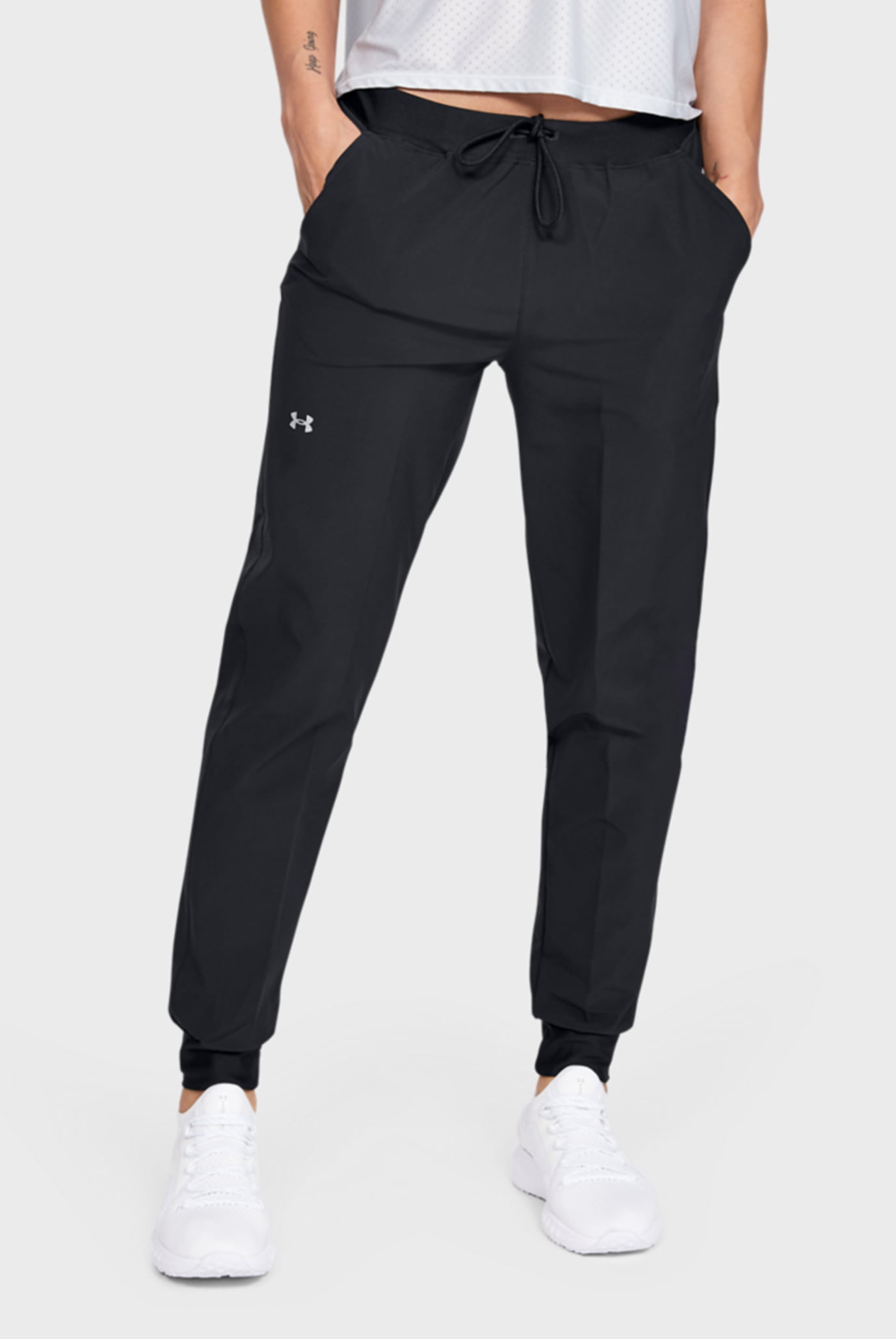Женские черные спортивные брюки UA Armour Sport Woven Pant 12