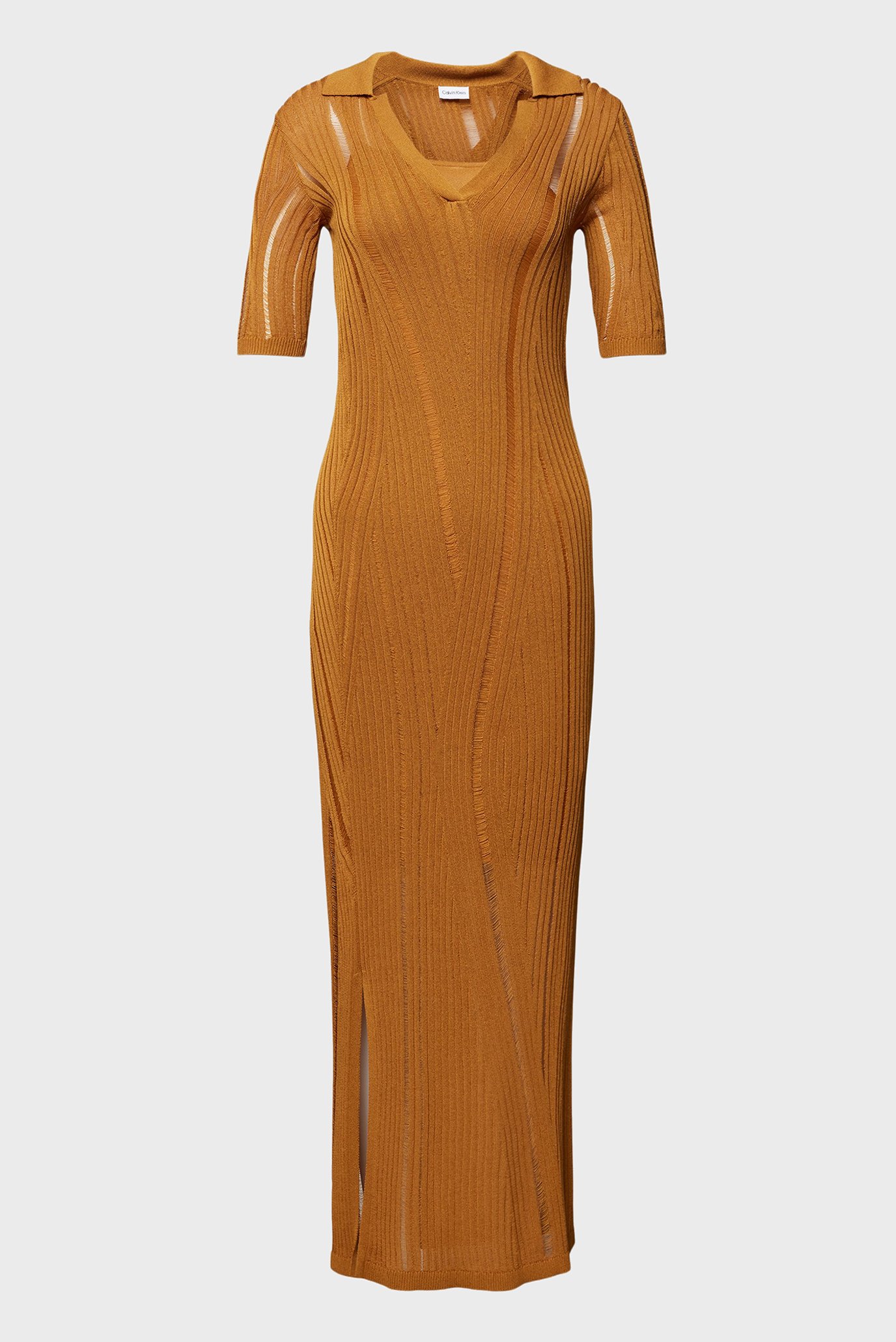 Женское горчичное платье TEXTURE STITCHCalvin Klein Женское горчичное платье TEXTURE STITCH 6