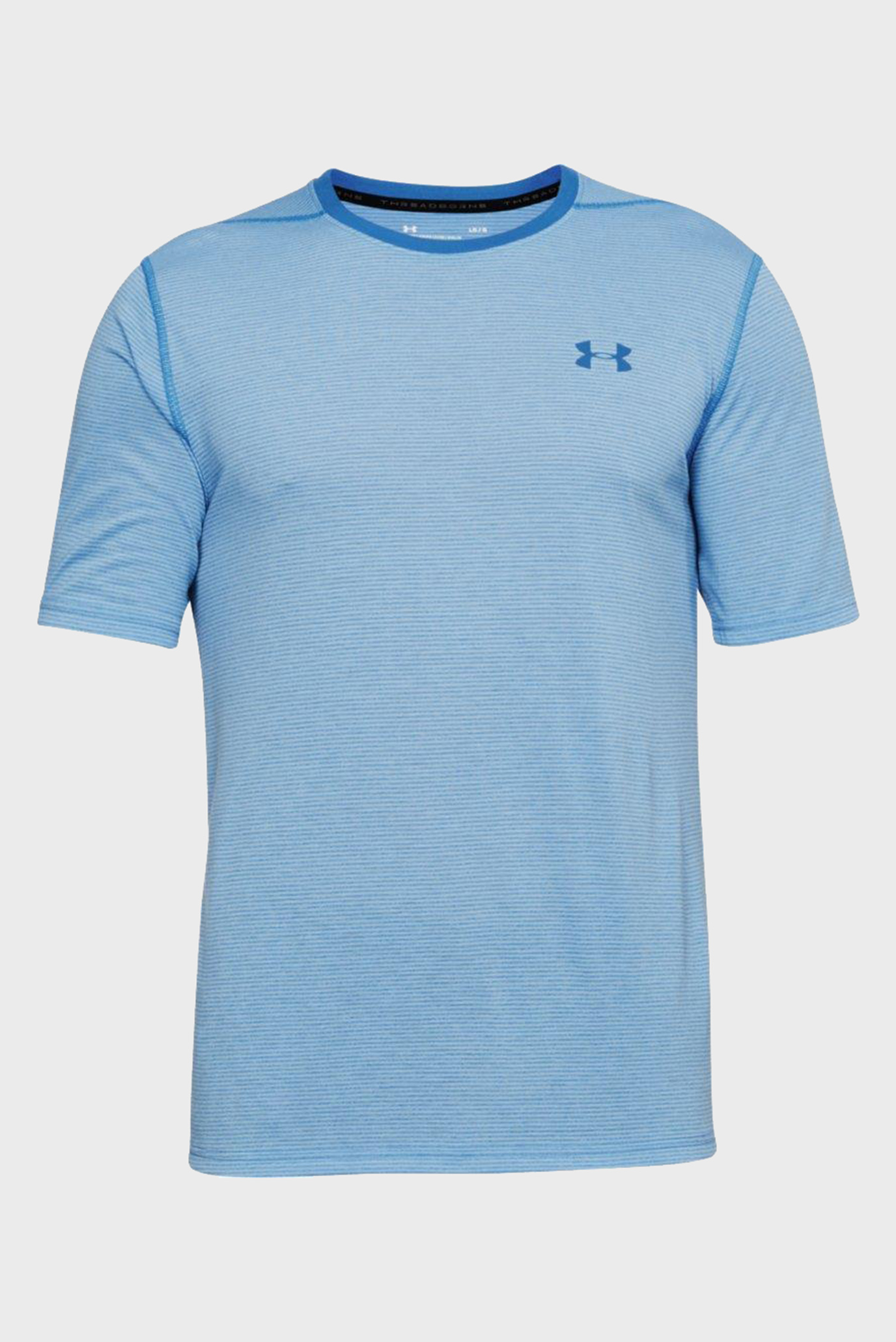Голубая мужская футболка UA THREADBORNE STRIPE SS 9