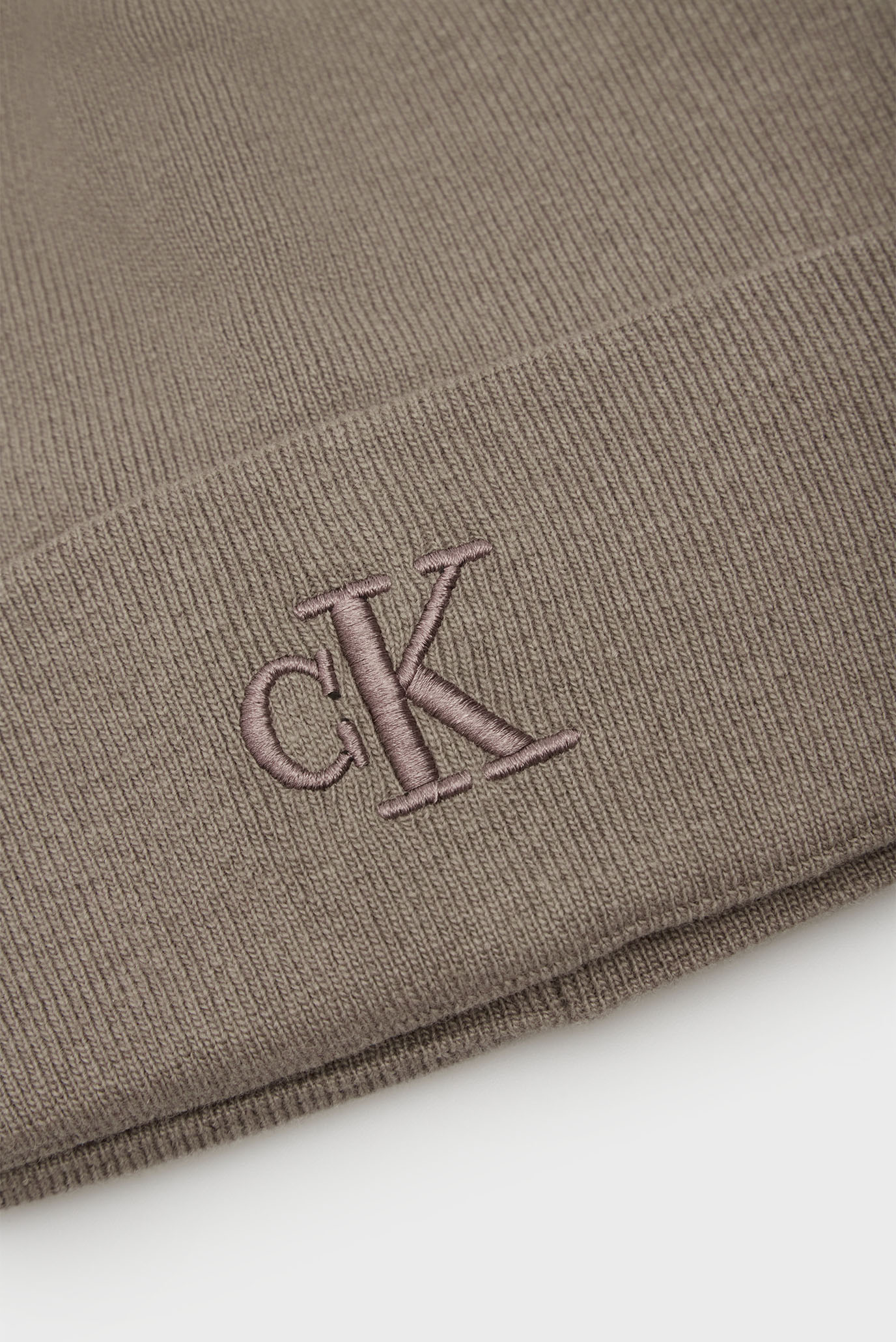 Мужская коричневая шерстяная шапка THICK EMBROIDERY BEANIE 4