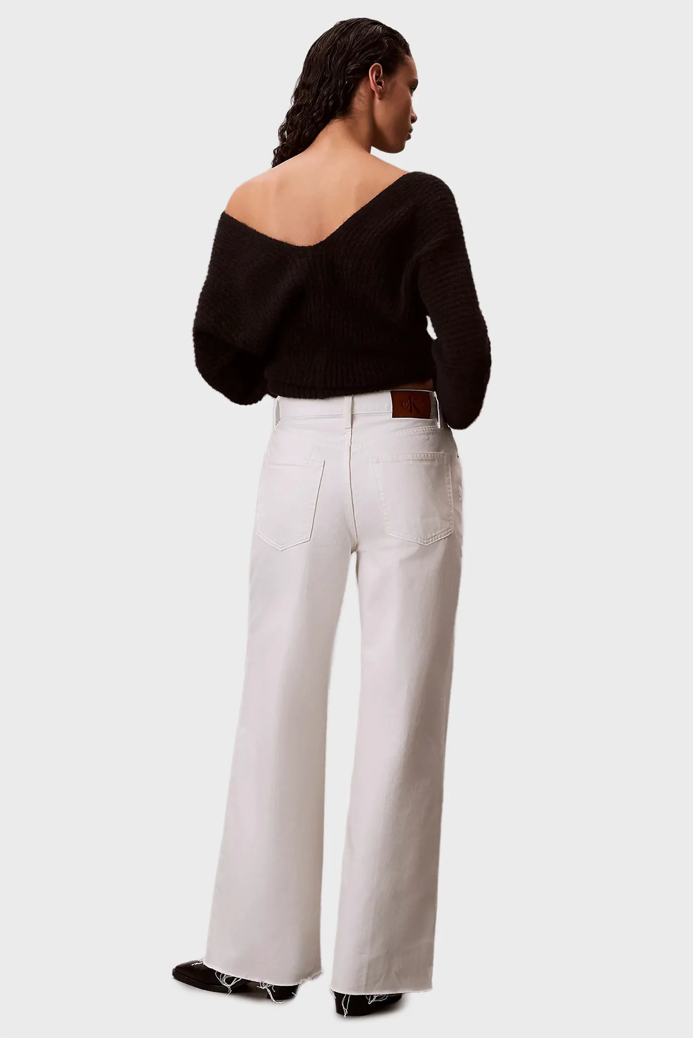 Джинсы THE WIDE LEG RAW HEM CHALK WHITE 4