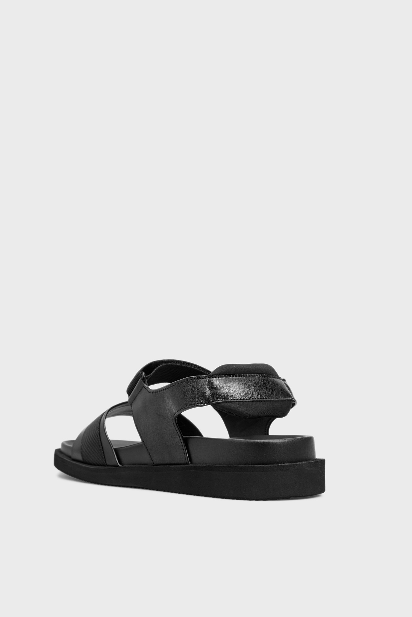 Мужские черные кожаные сандалии 10