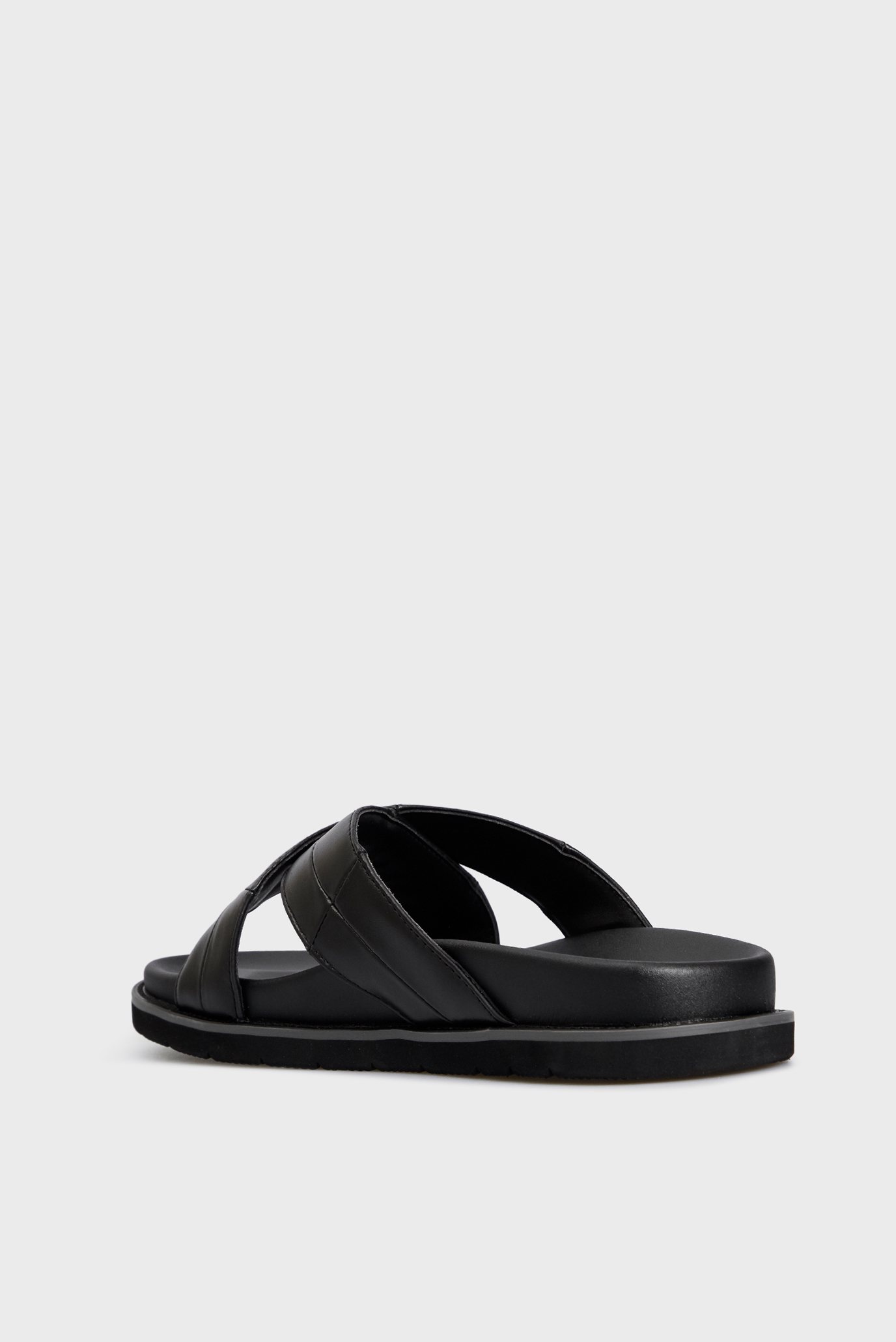 Мужские черные кожаные слайдеры 10