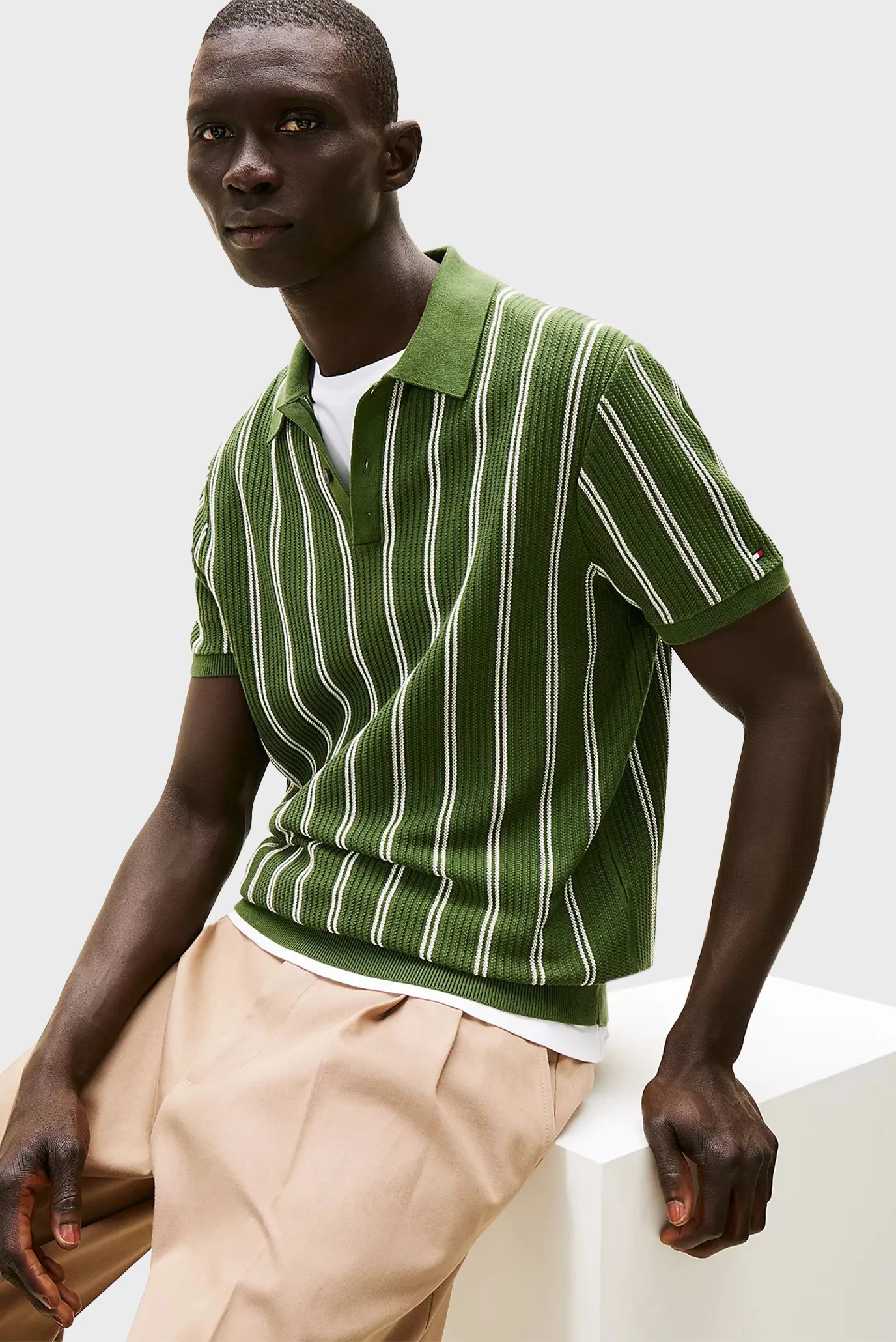 Свитер KNITTED VERTICAL STRIPE SS POLO 4