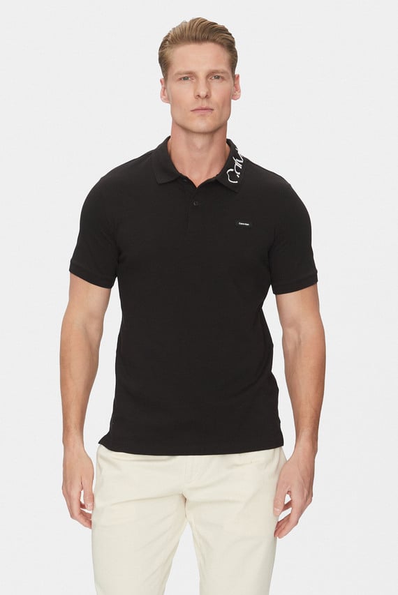 Мужское черное поло STRETCH PIQUE LOGO COLLAR