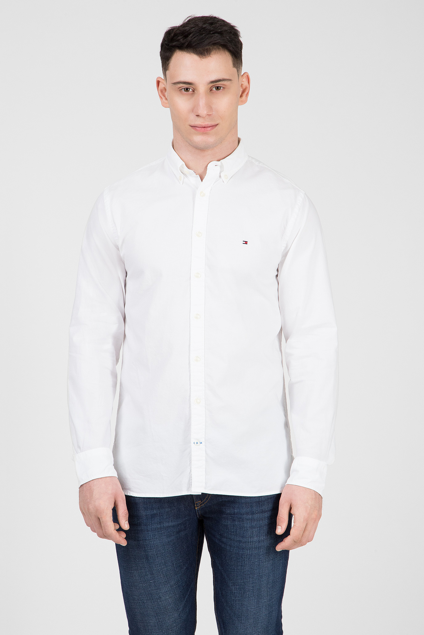 Мужская белая рубашка SANDWASHED OXFORD 1