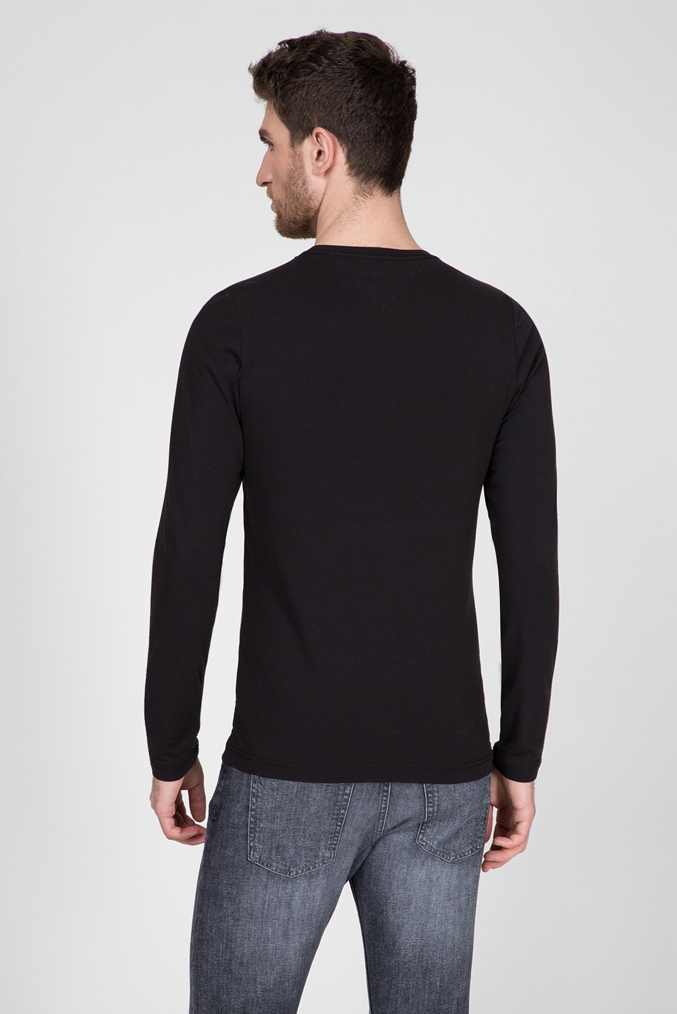 Мужской черный лонгслив STRETCH SLIM FIT LONG SLEEVE TEE 9