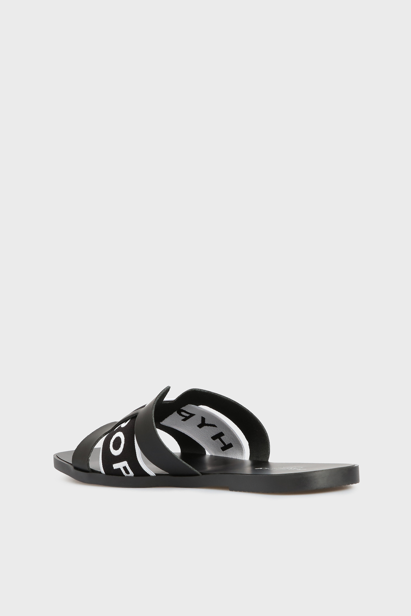 Женские черные кожаные слайдеры 4