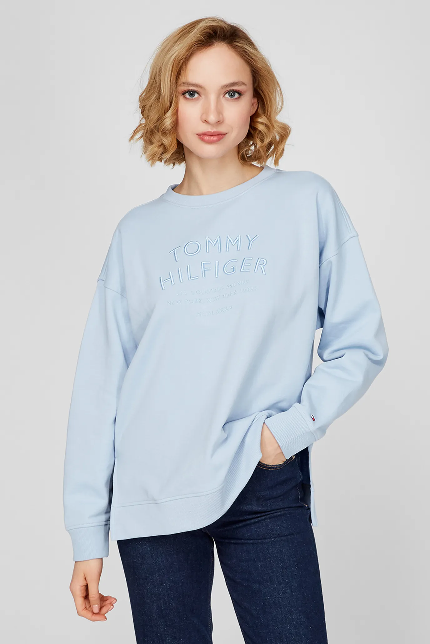 Женский голубой свитшот RELAXED TEXT C-NK 6