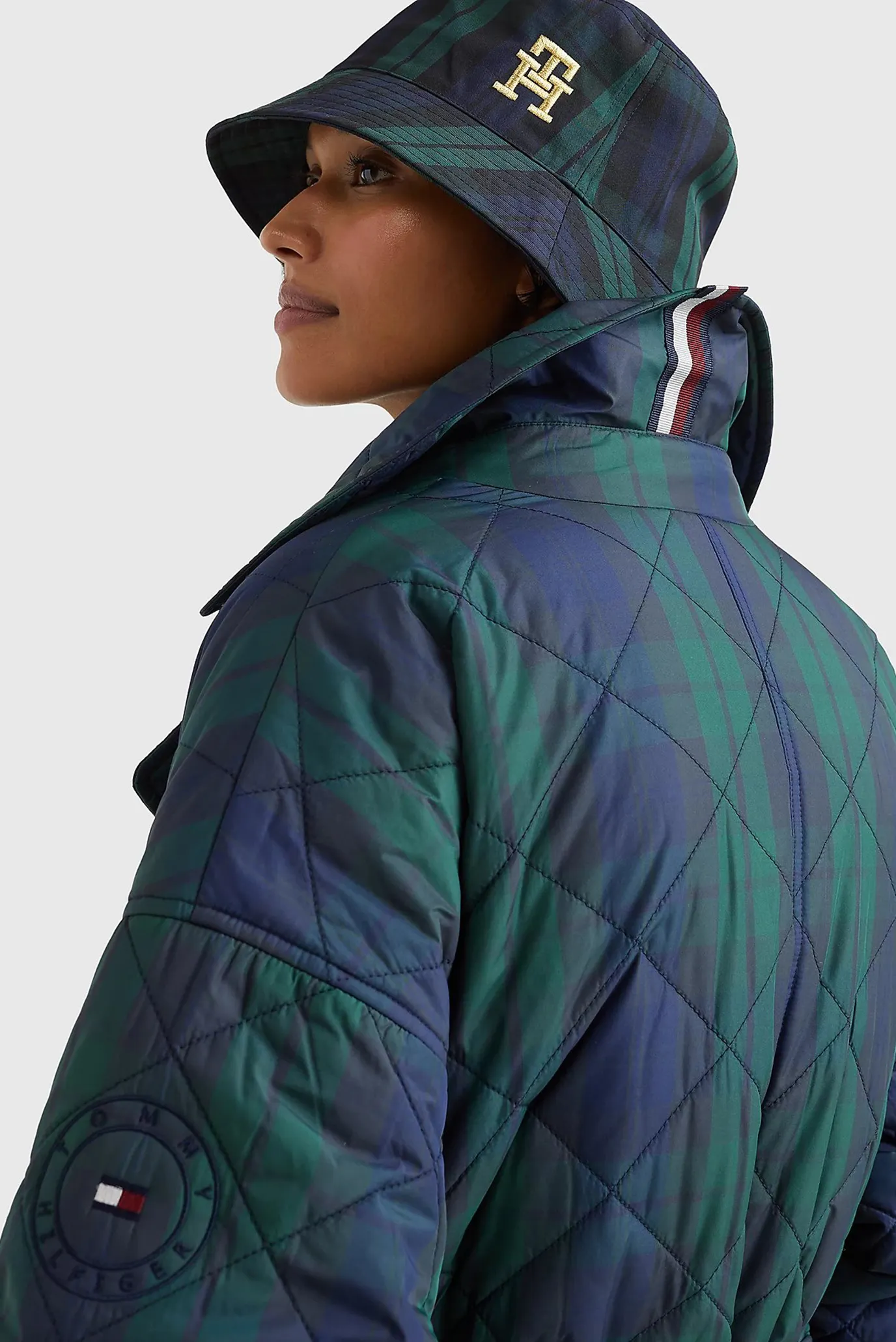 Женская зеленая куртка в клетку CHECK QUILTED 12