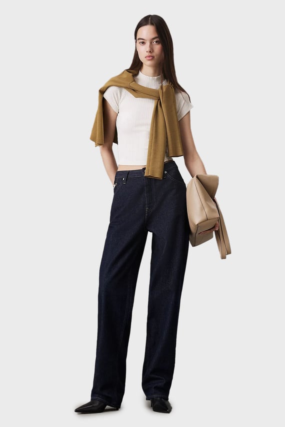 Женский белый топ WARM TEXTURE RIB MOCKNECK TOP