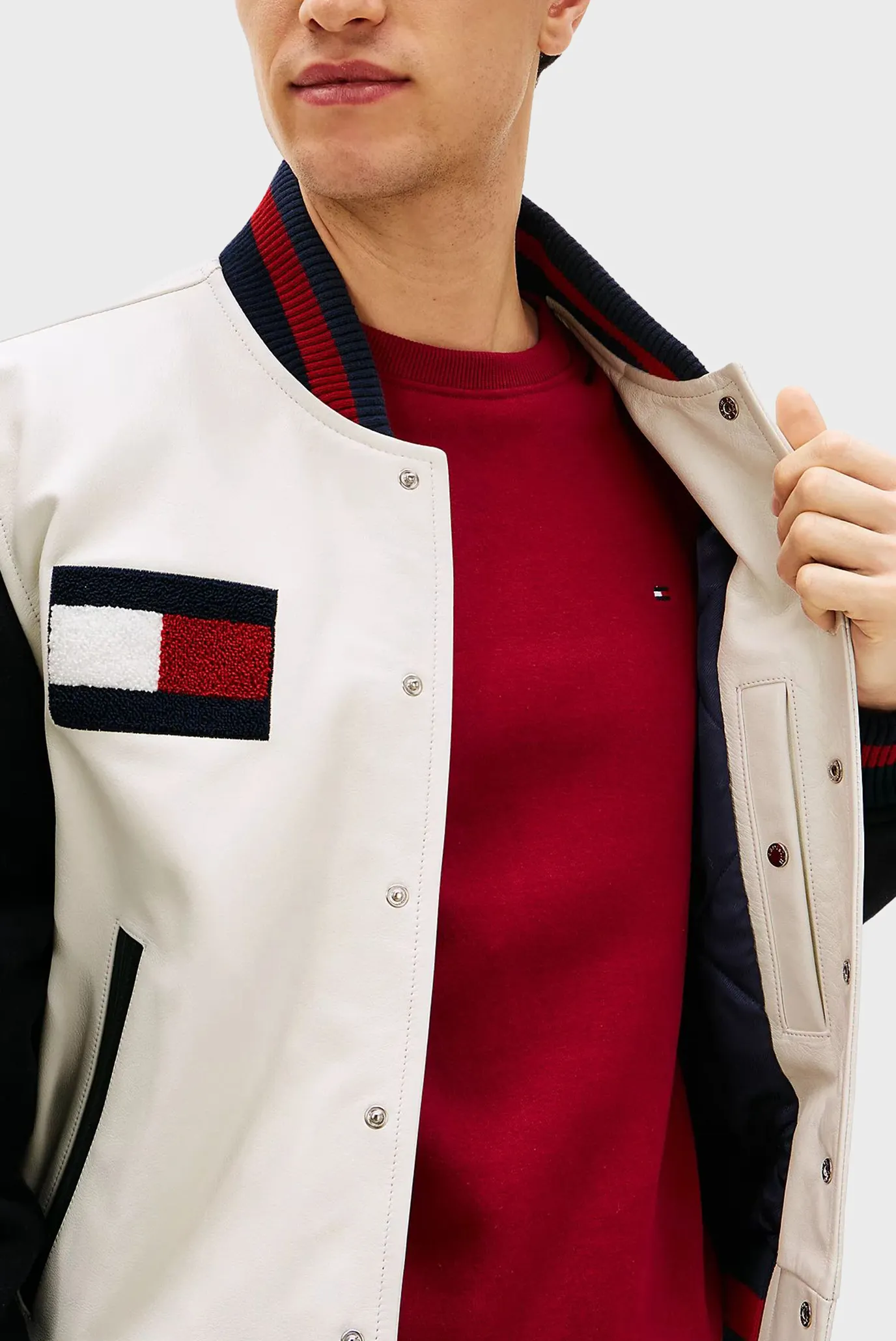 Лонгслив LEATHER VARSITY JACKET 5