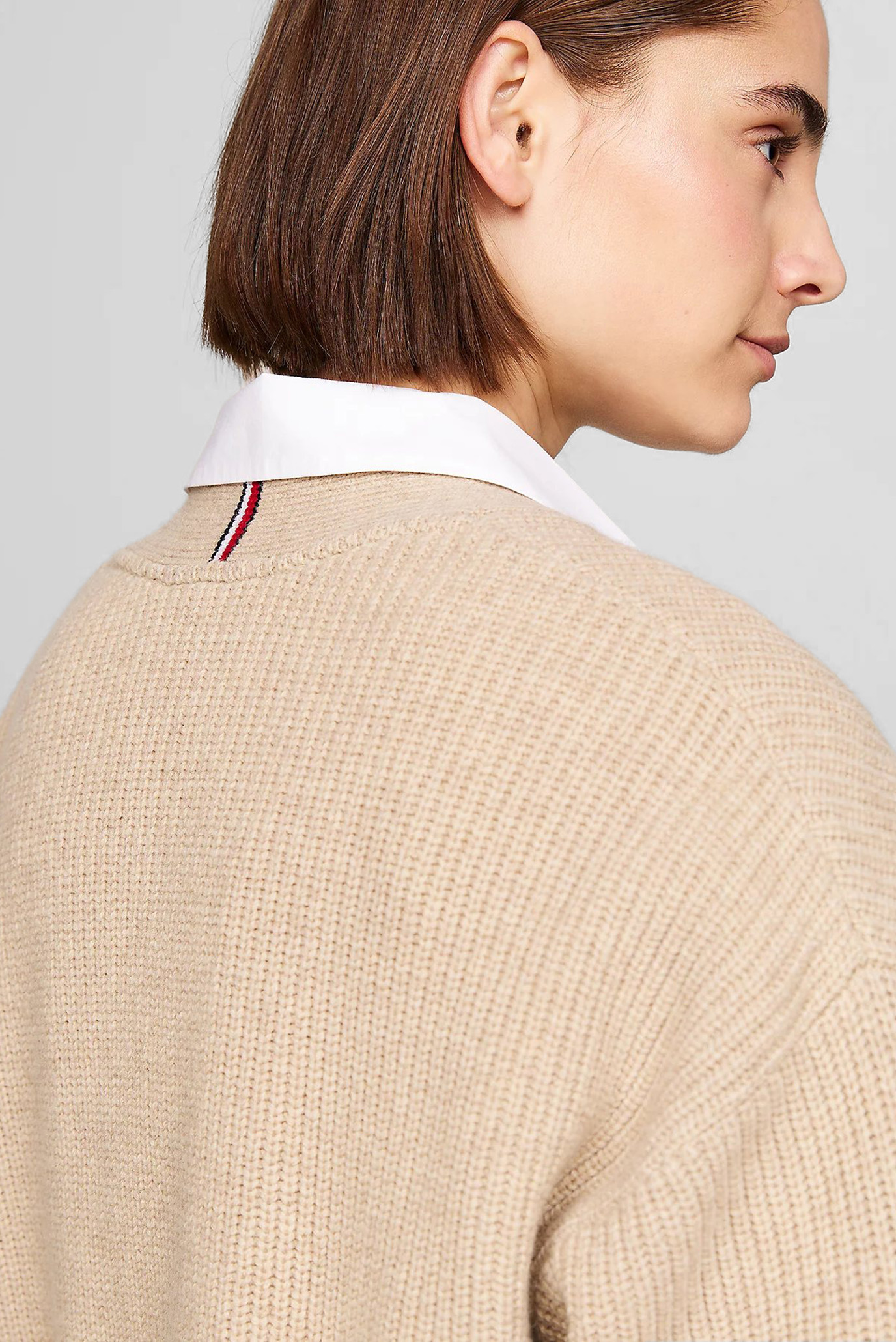 Женский бежевый шерстяной кардиган UTILITY KNIT V-NK 5