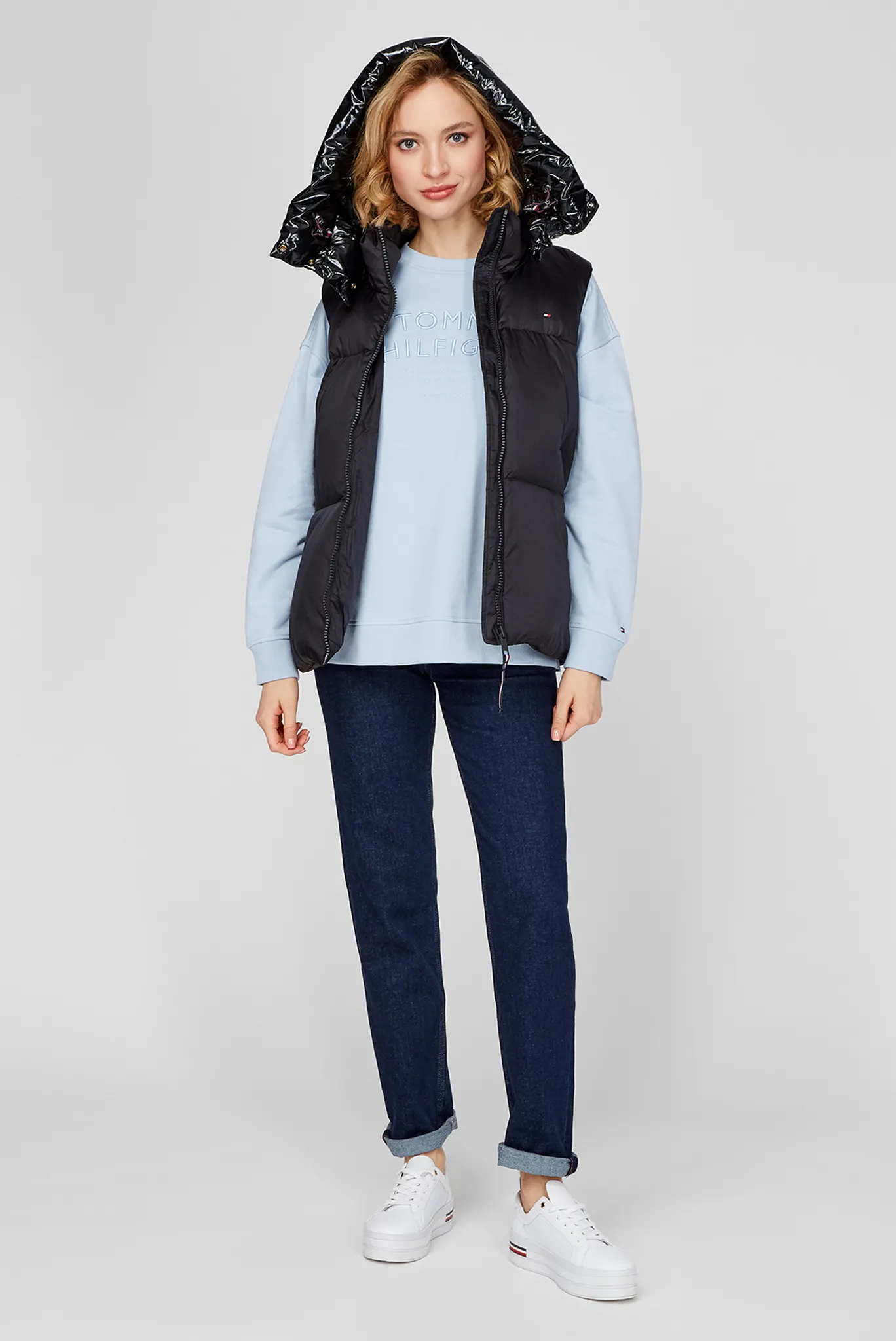 Женский голубой свитшот RELAXED TEXT C-NK 5