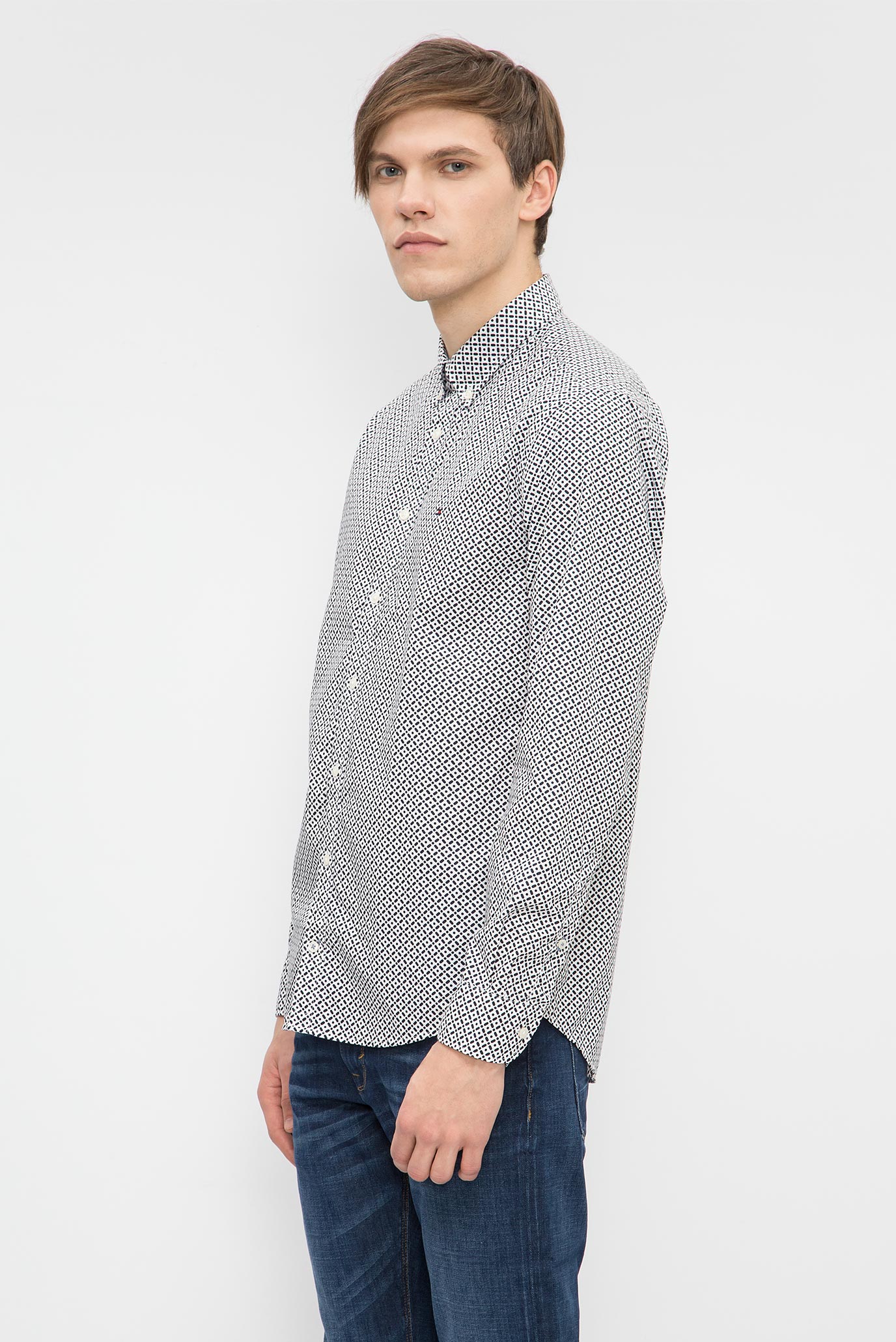 Мужская белая рубашка с принтом 7