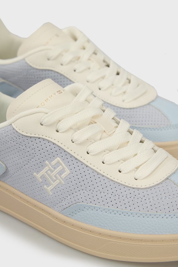 Женские голубые замшевые сникерсы TH HERITAGE SNEAKER  PERF