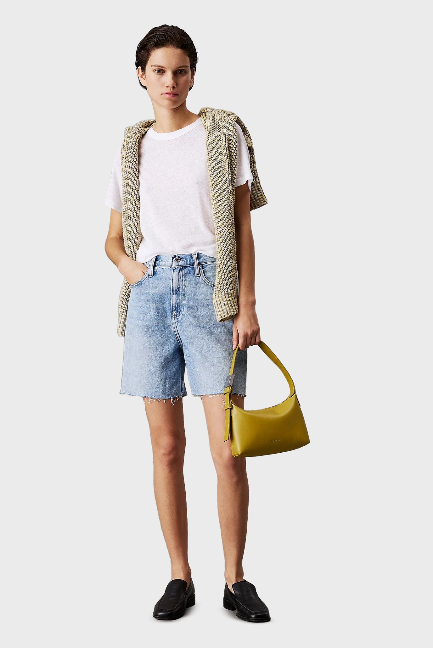 Женская белая льняная футболка LINEN JERSEY RELAXED TEE 3