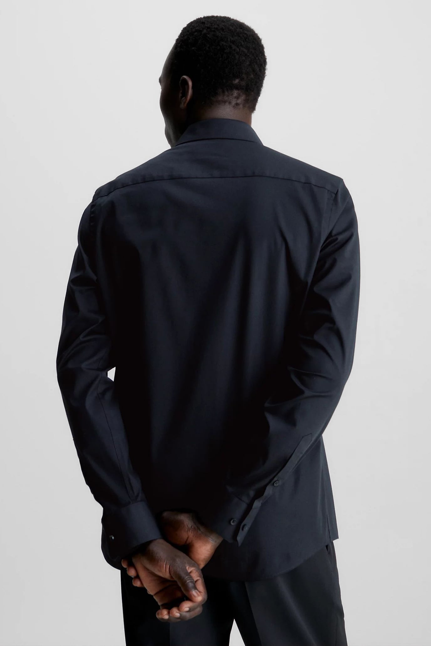 Мужская черная рубашка STRETCH POPLIN SLIM 8