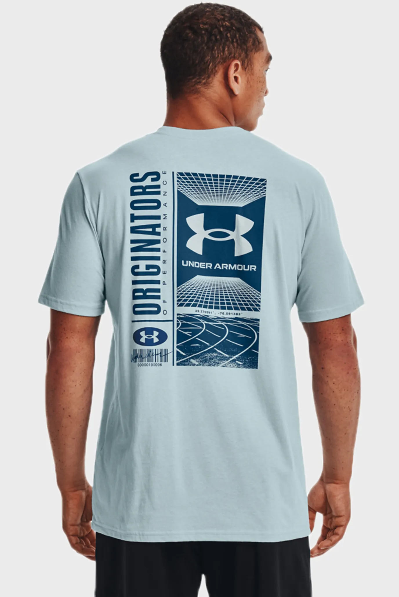 Мужская голубая футболка UA SYMBOL BARCODE SS 3