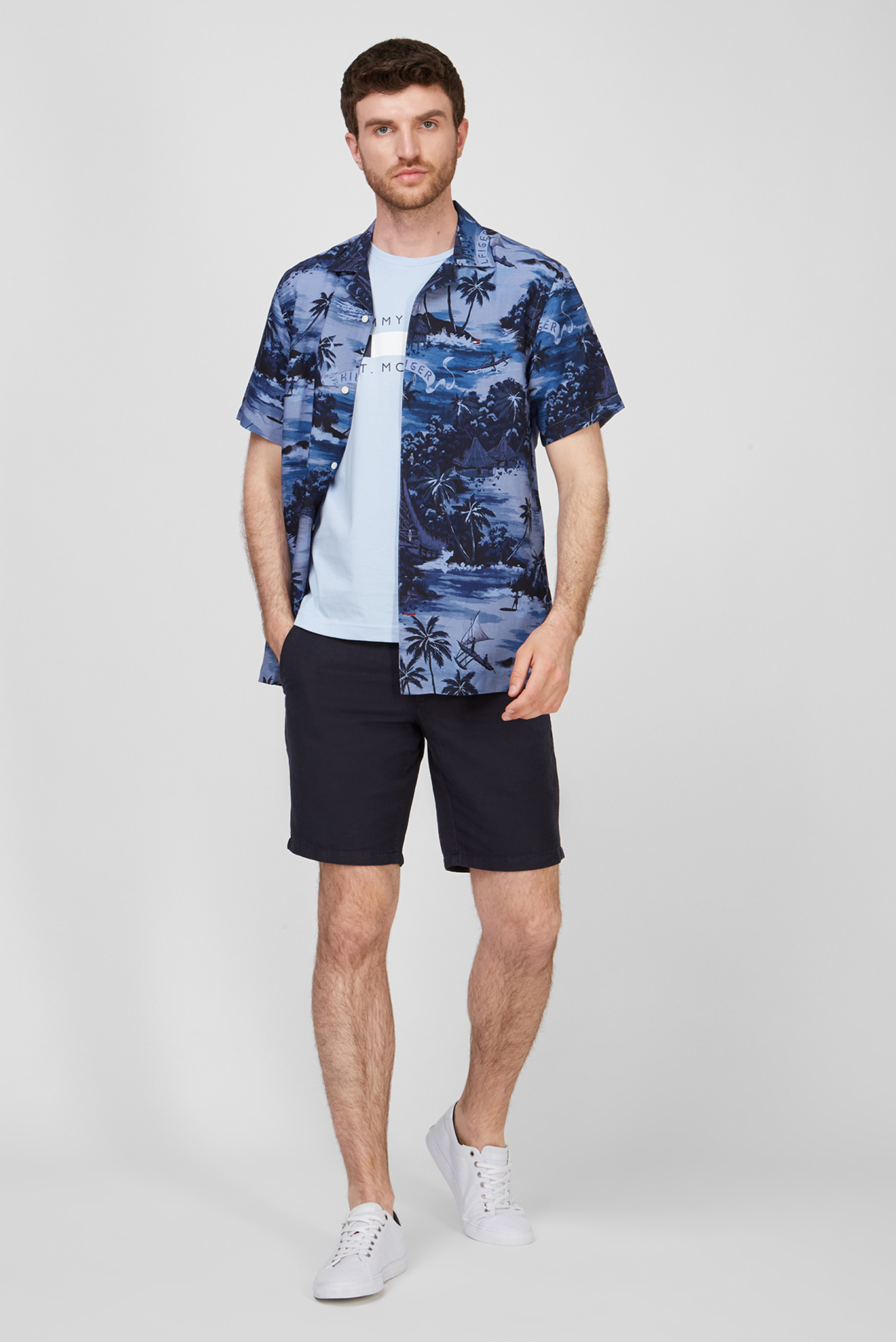 Мужская синяя рубашка HAWAIIAN 5