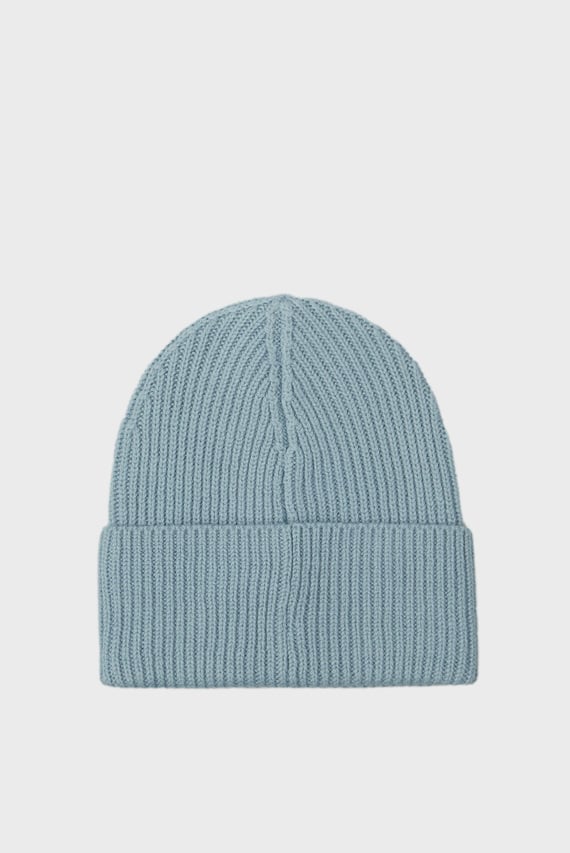 Женская голубая шерстяная шапка CK METAL CHUNKY RIB BEANIE
