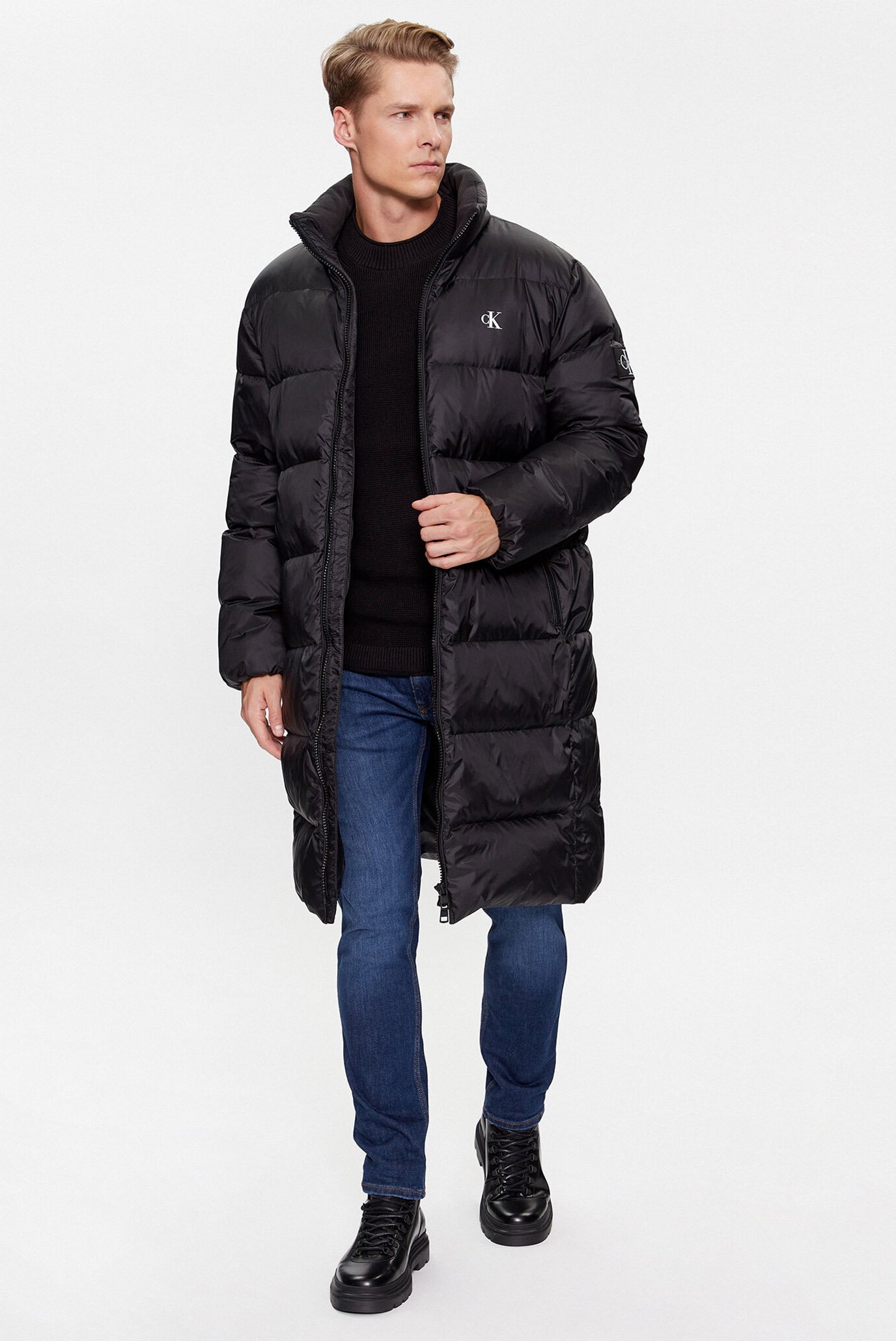 Мужской черный пуховик ESSENTIALS DOWN LONG PARKA 2