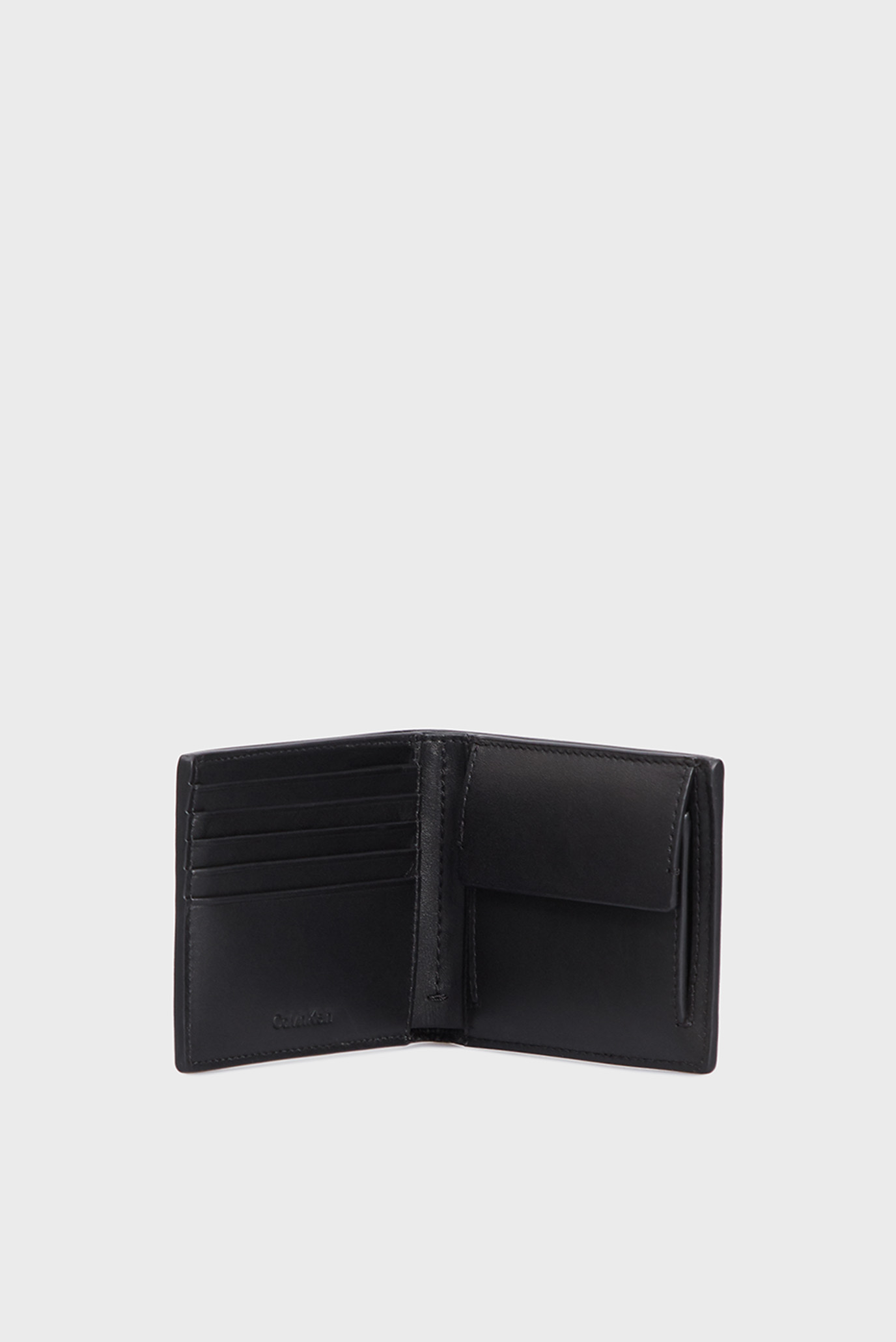 Мужской черный кожаный кошелек CK SLEEK BIFOLD 5CC W COIN 2