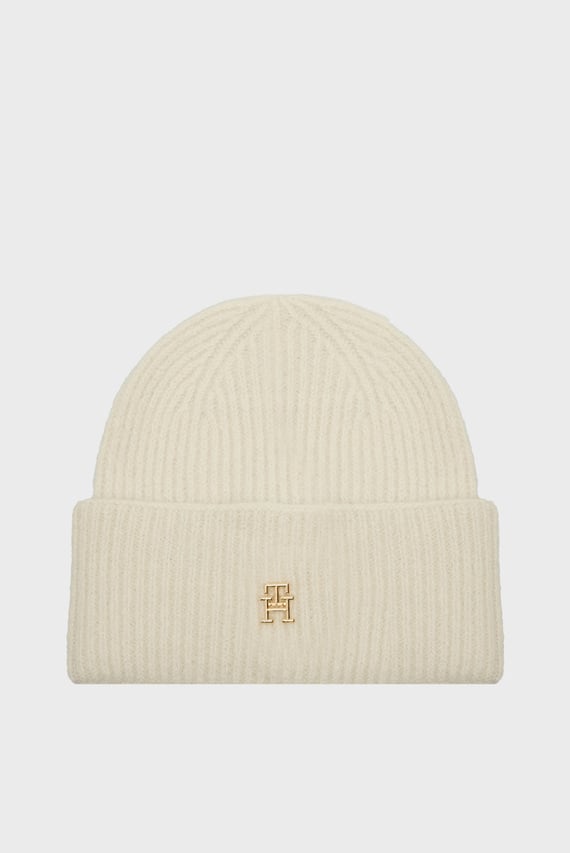 Женская белая шапка TH LUXE BEANIE