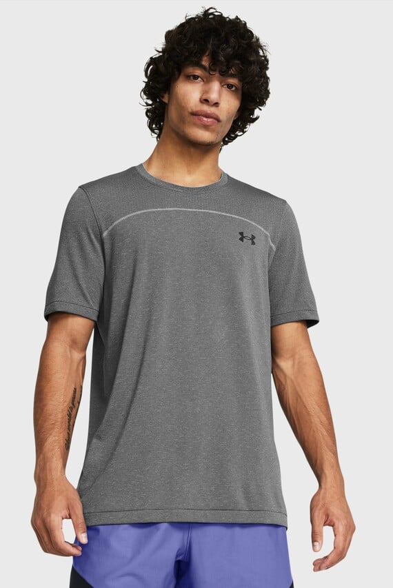 Мужская серая футболка UA Rush Seamless Wordmark SS