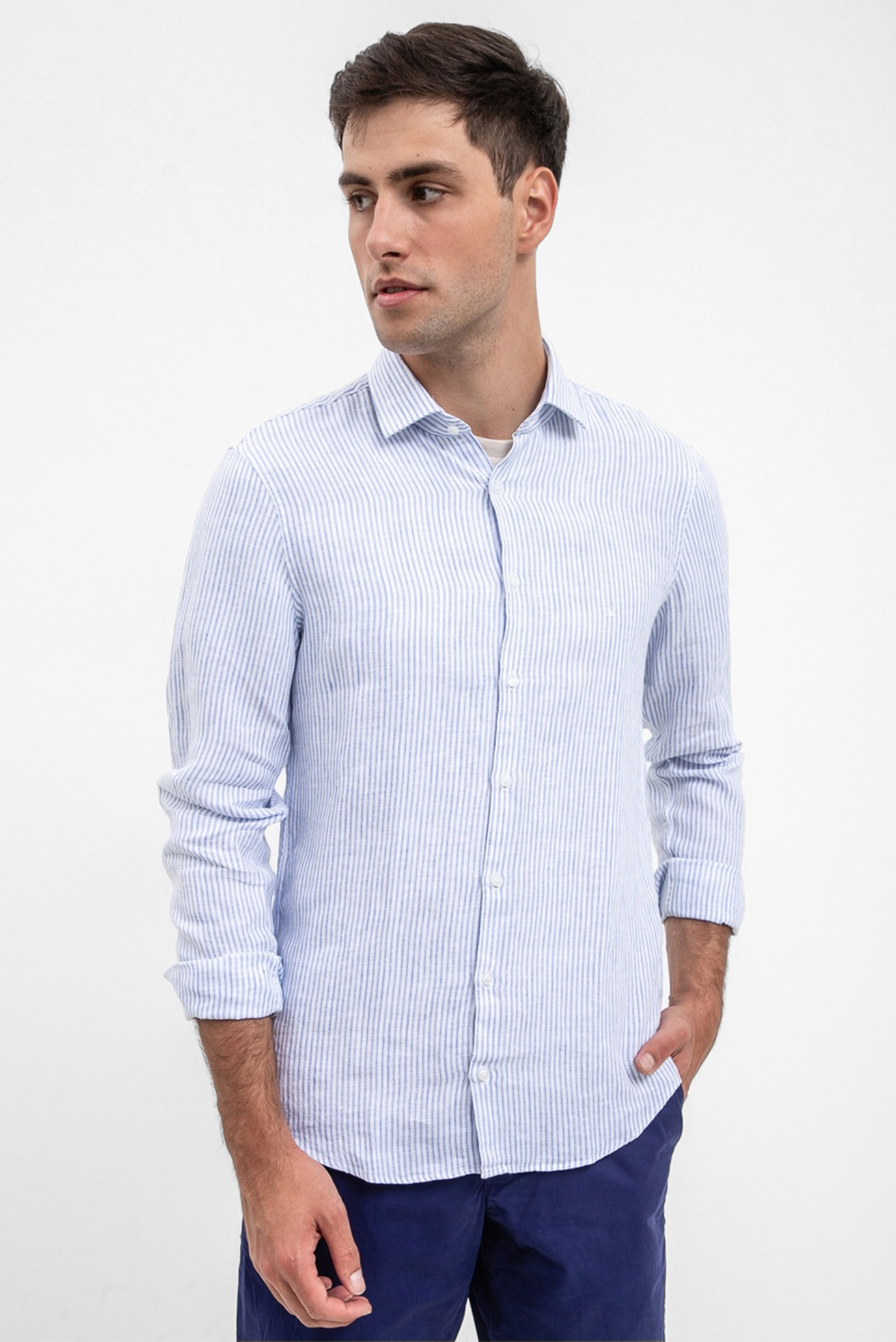 Рубашка LINEN STRIPE SLIM SHIRT 1