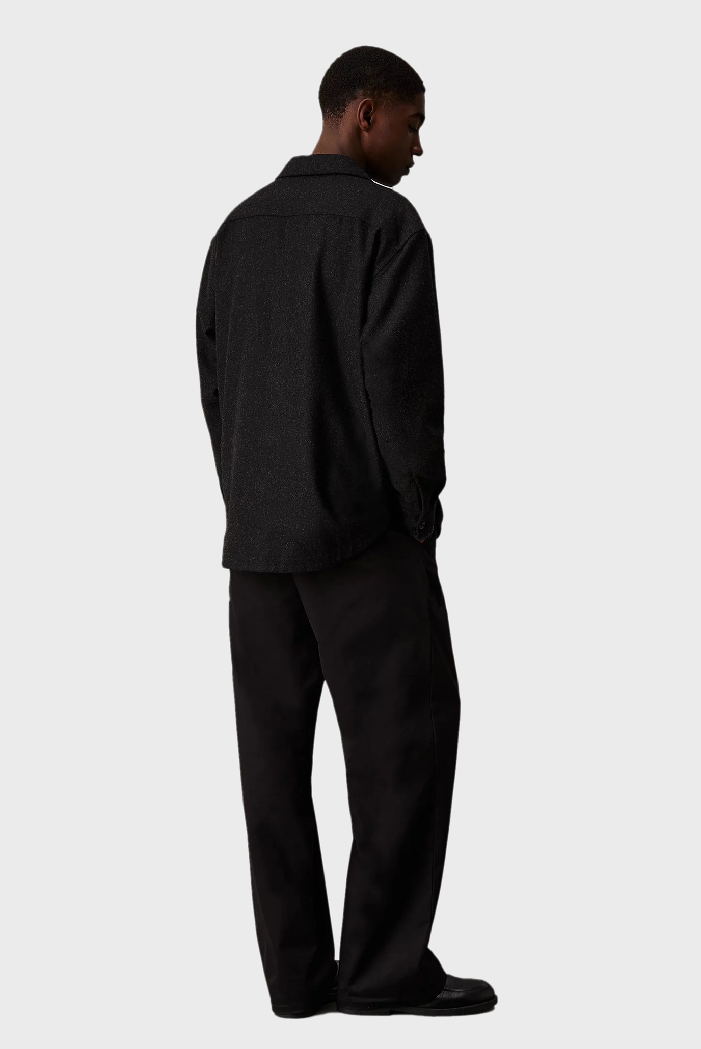 Мужская черная шерстяная рубашка WOOL BLEND OVERSHIRT 3