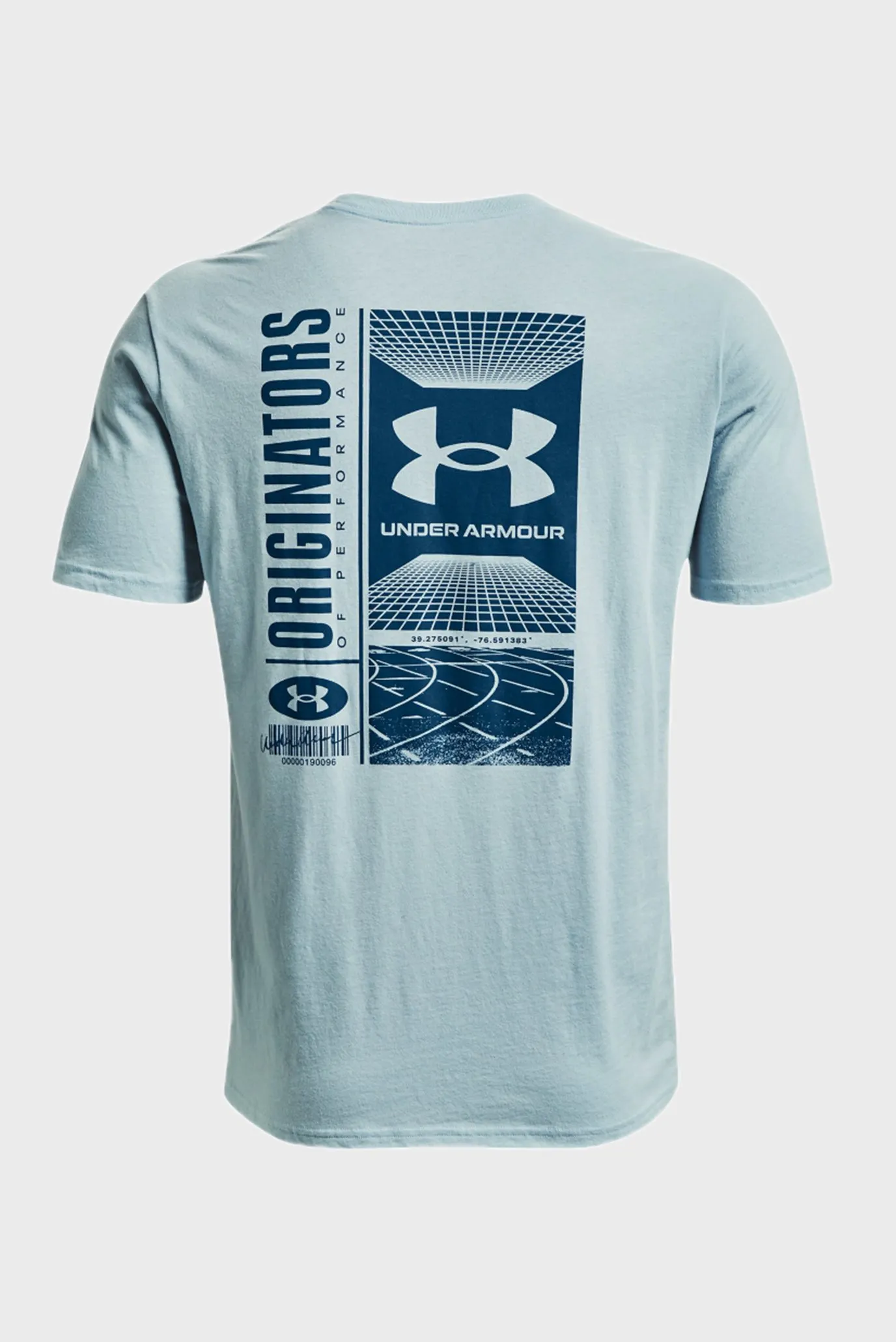 Мужская голубая футболка UA SYMBOL BARCODE SS 12