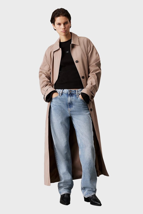 Женский черный лонгслив WOVEN LABEL RIB LS TOP