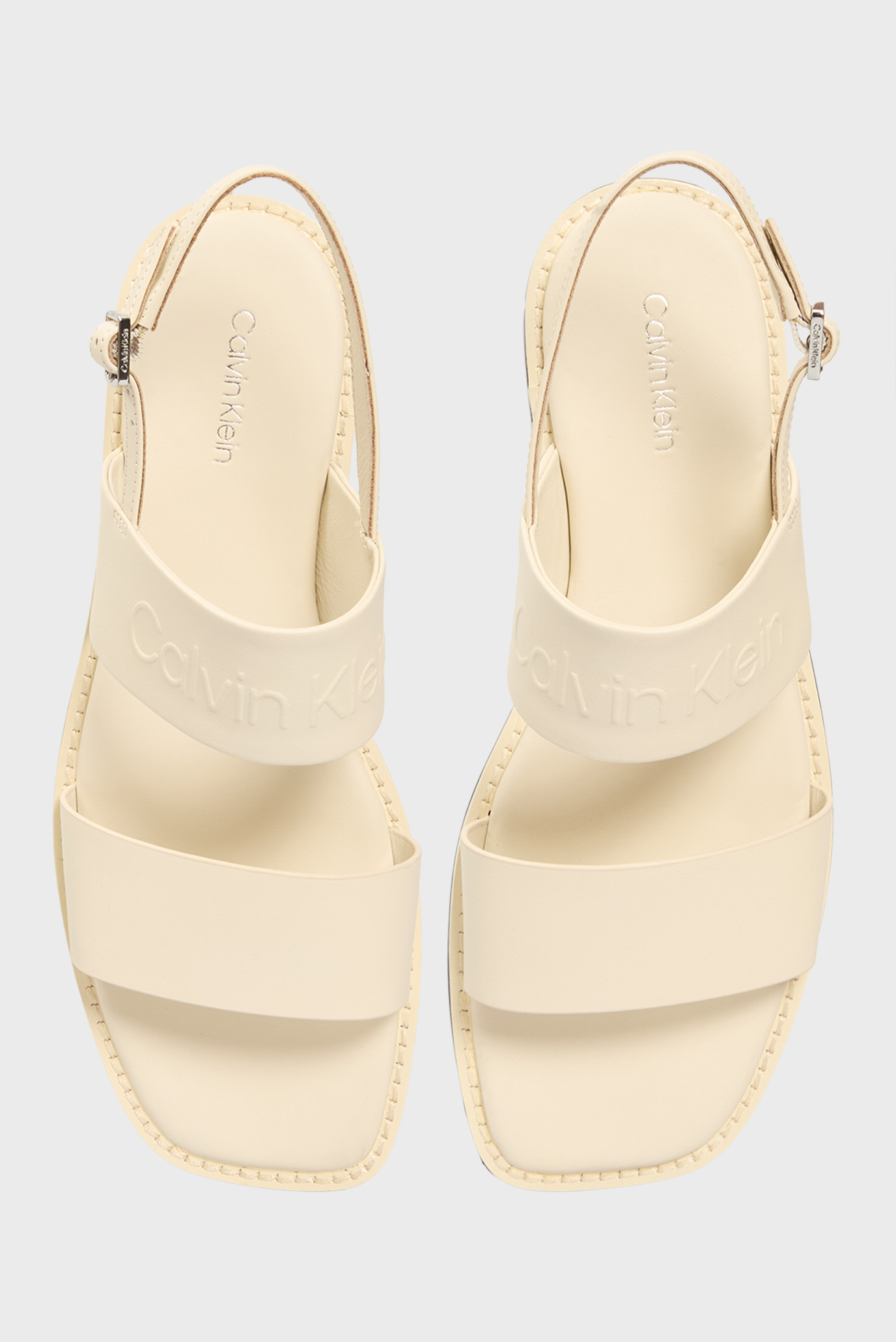 Женские белые кожаные сандалии FLAT SANDAL - HE 4