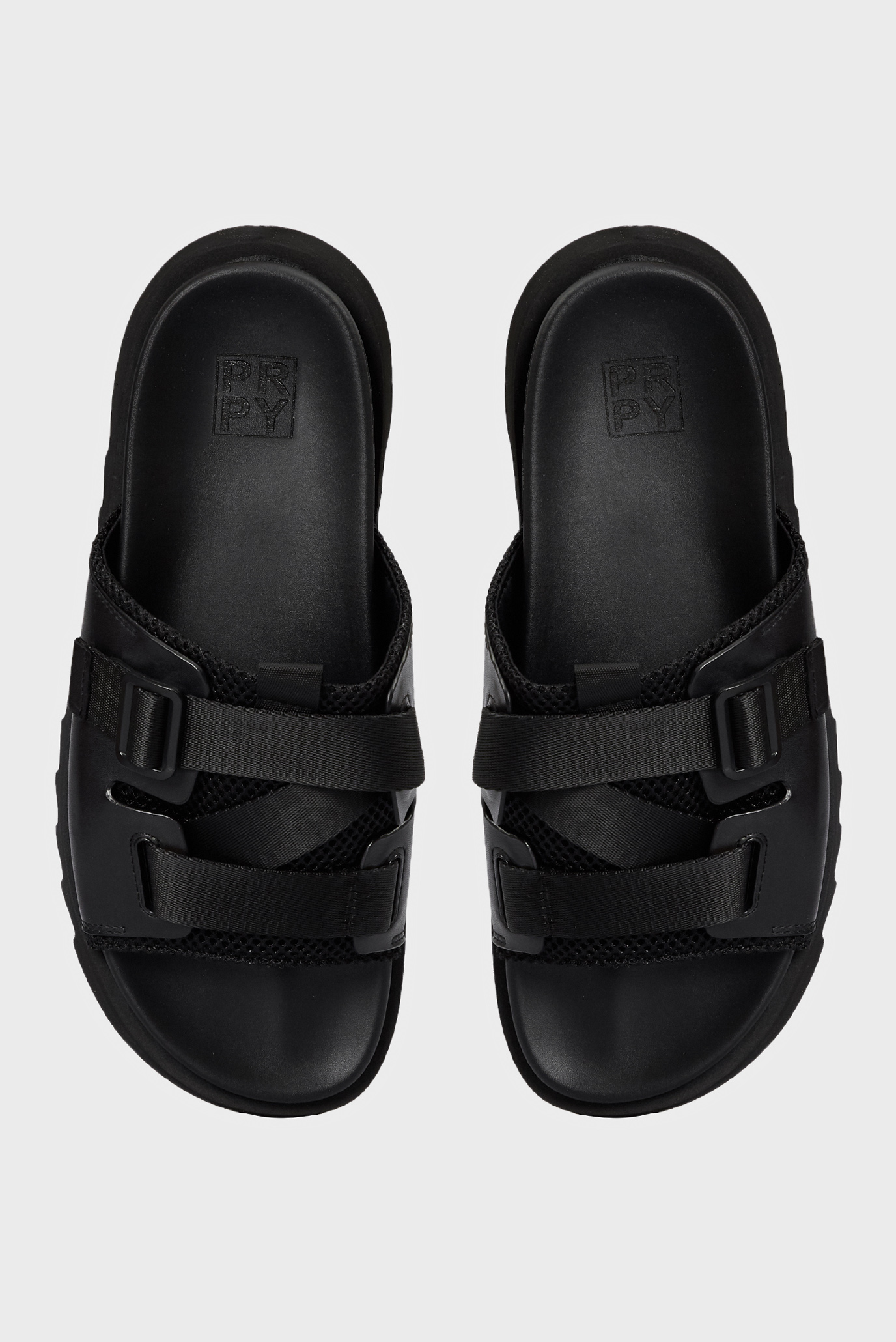 Мужские черные кожаные слайдеры 8