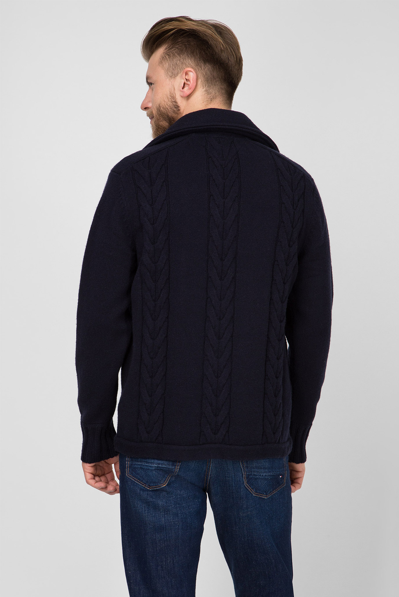 Мужское темно-синее полупальто 8