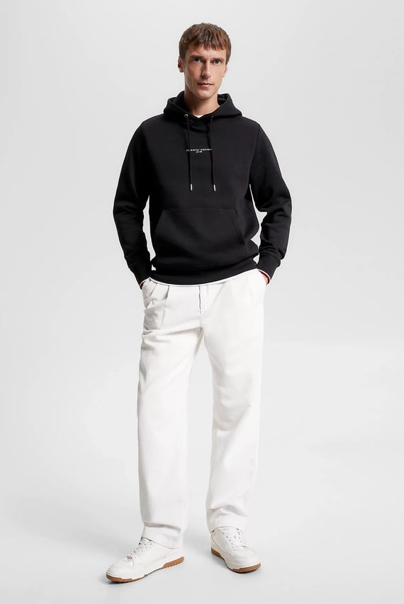 Мужское черное худи TOMMY LOGO TIPPED HOODY