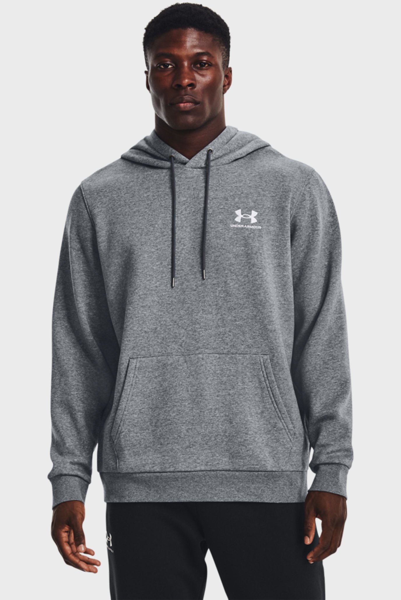 Мужское серое худи UA Essential Fleece Hoodie 1